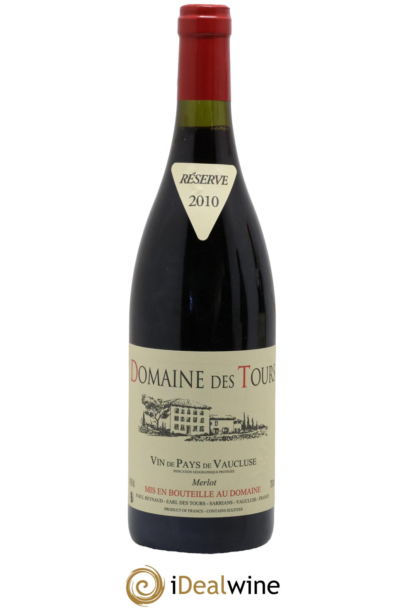 IGP Pays du Vaucluse (Vin de Pays du Vaucluse) Domaine des Tours Merlot Emmanuel Reynaud 2010 - Lot de 1 bouteille - 0