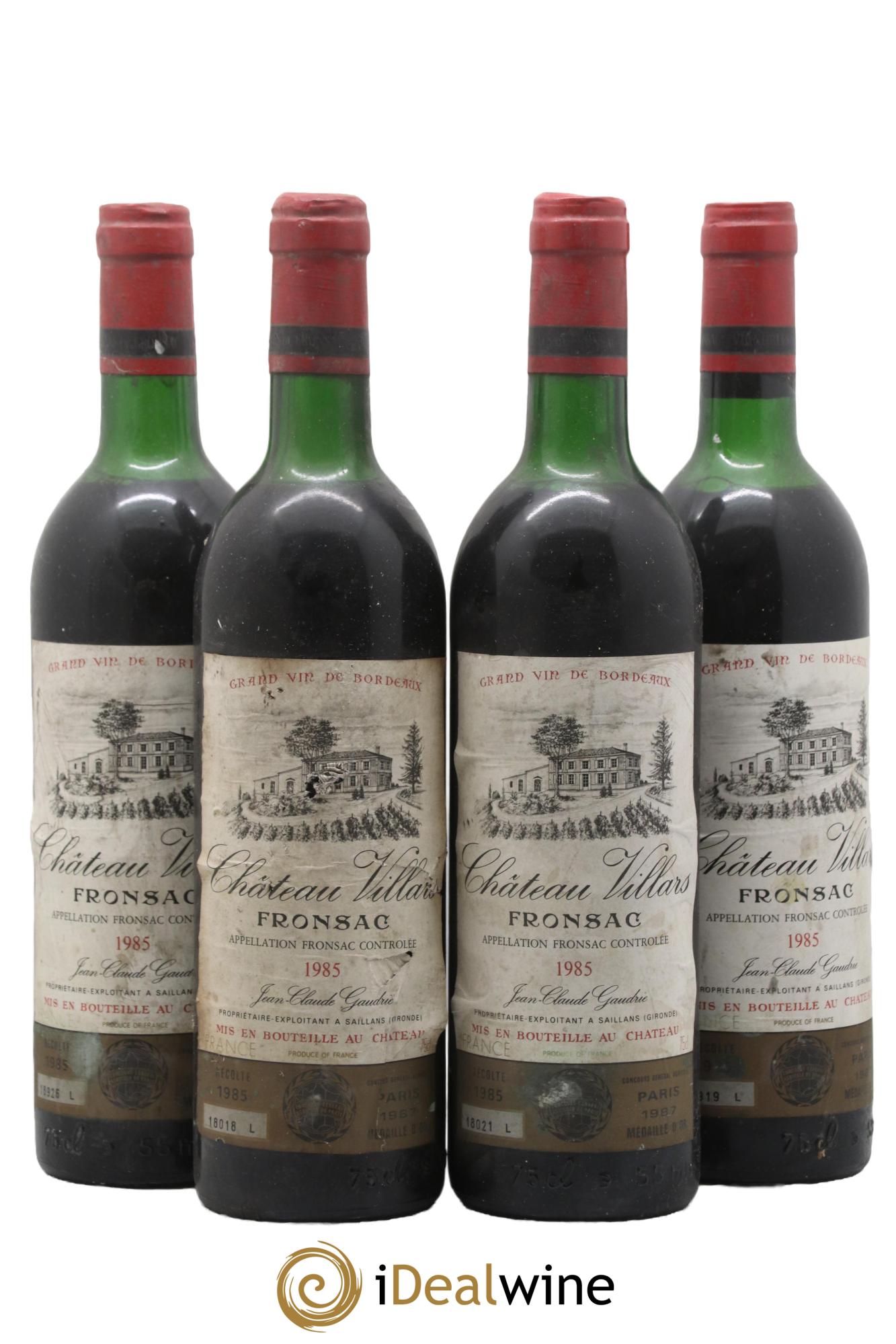 Fronsac Château Villars 1985 - Lotto di 4 bottiglie - 0