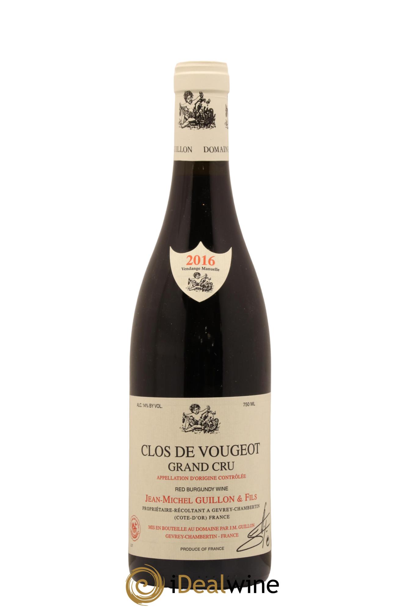Clos de Vougeot Grand Cru Domaine J. M. Guillon 2016 - Lot de 1 bouteille - 0