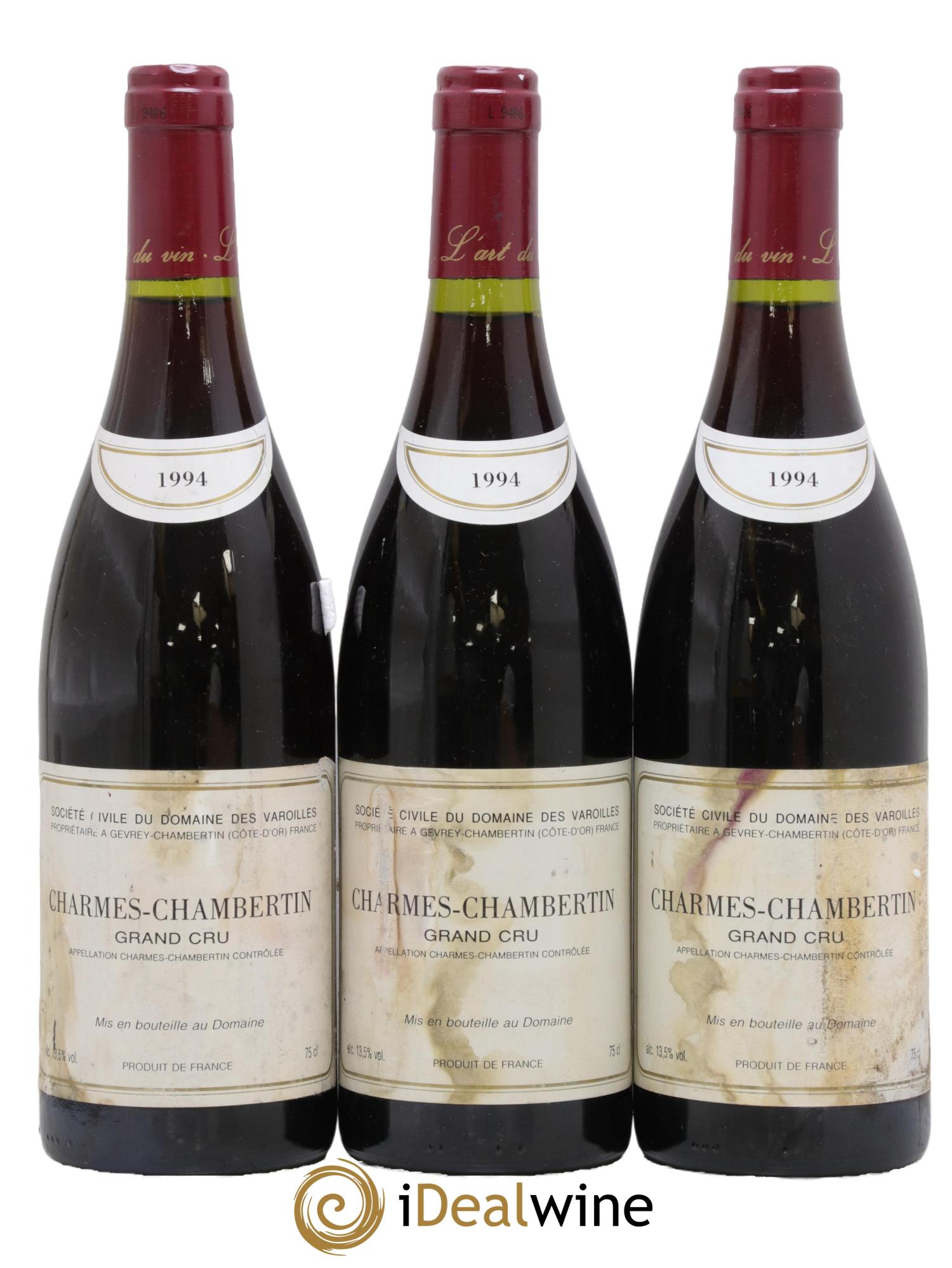 Charmes-Chambertin Grand Cru Varoilles (Domaine des) 1994 - Lot de 3 bouteilles - 0