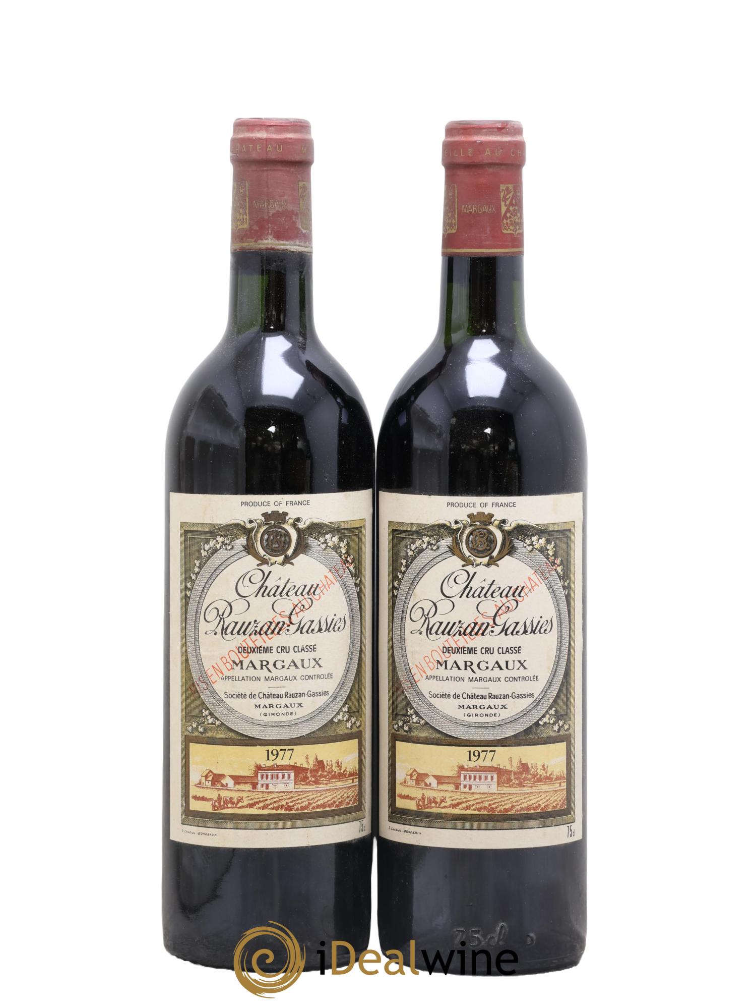 Château Rauzan-Gassies 2ème Grand Cru Classé 1977 - Lot de 2 bouteilles - 0