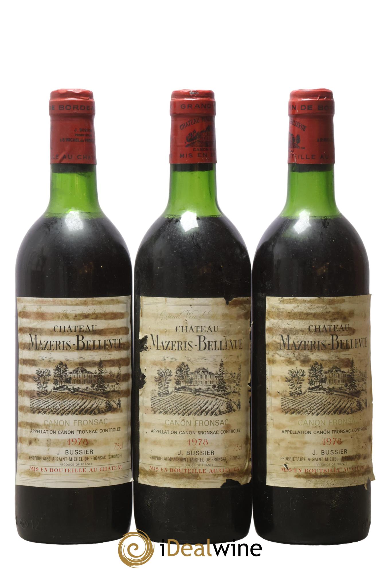 Canon-Fronsac Château Mazeris-Bellevue 1978 - Lotto di 3 bottiglie - 0