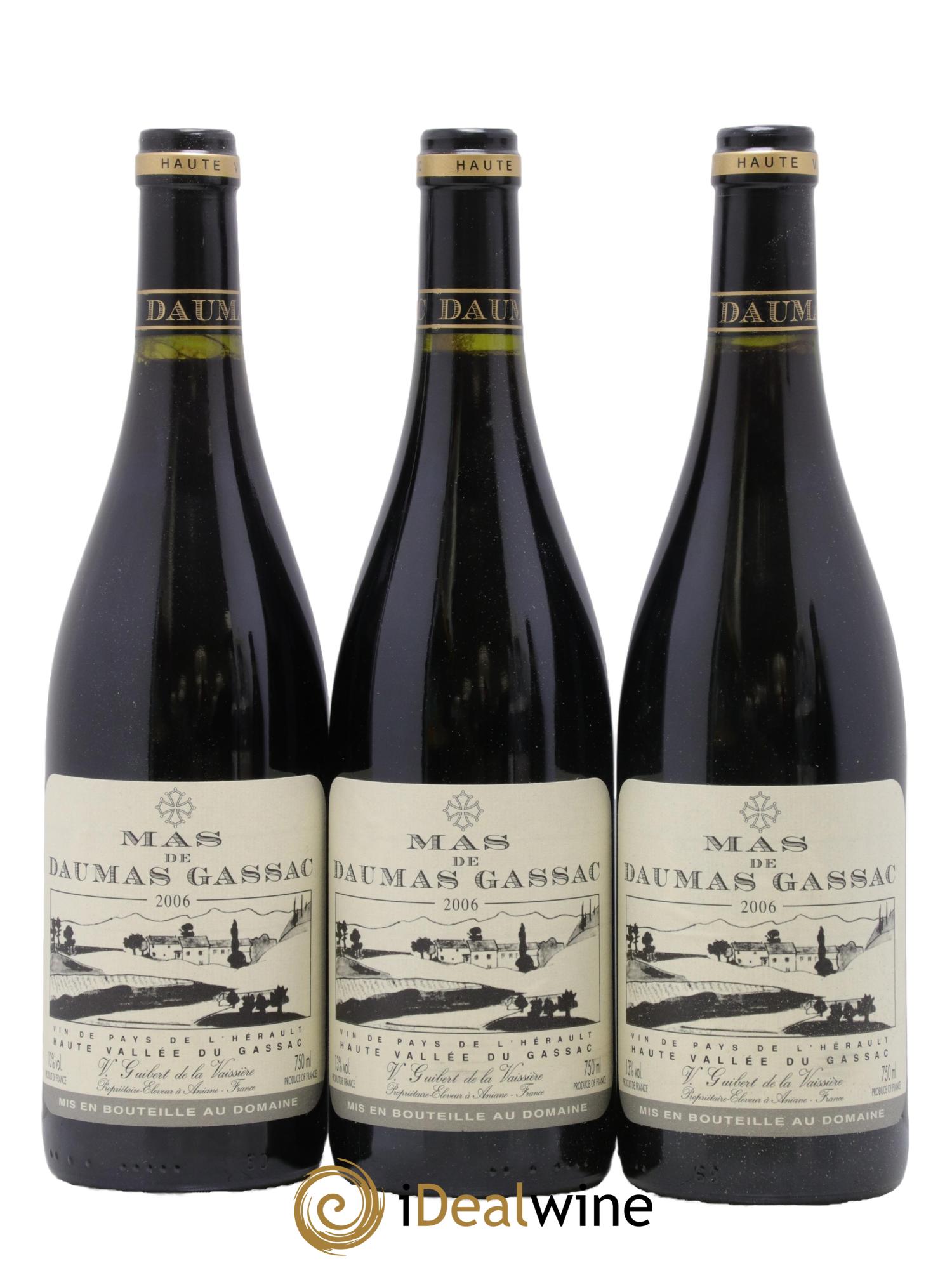 Saint-Guilhem-le-Désert - Cité d'Aniane Mas Daumas Gassac Famille Guibert de La Vaissière 2006 - Lot de 3 bouteilles - 0
