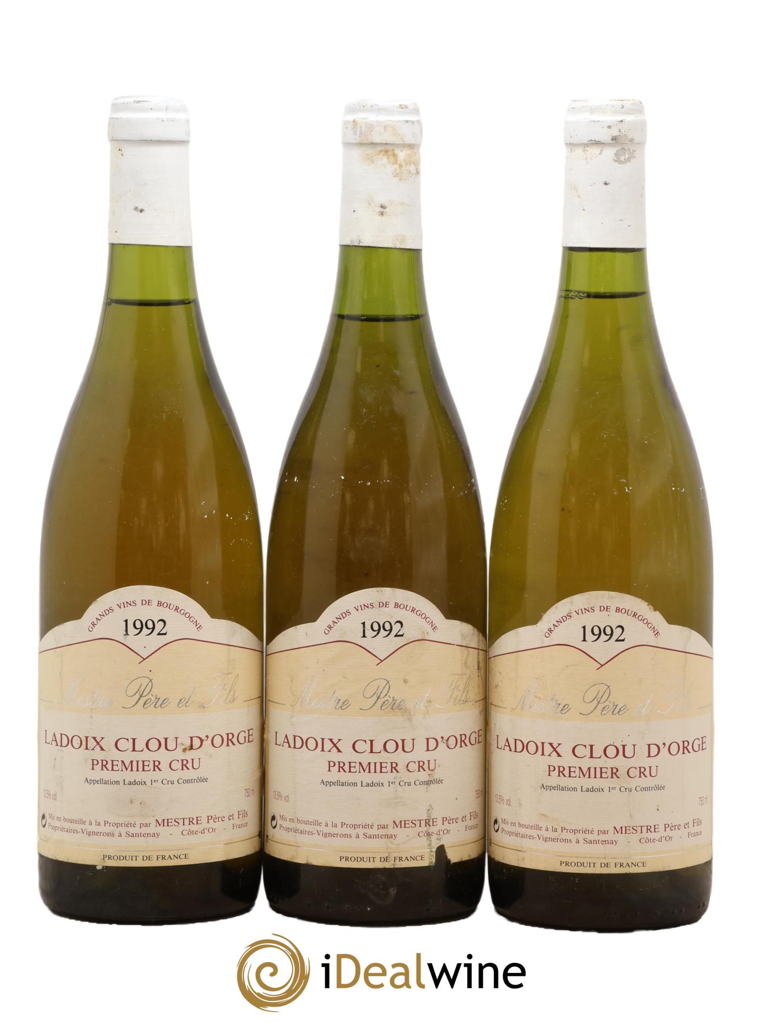 Ladoix 1er Cru Clou d'Orge Mestre 1992 - Lot de 3 bouteilles - 0