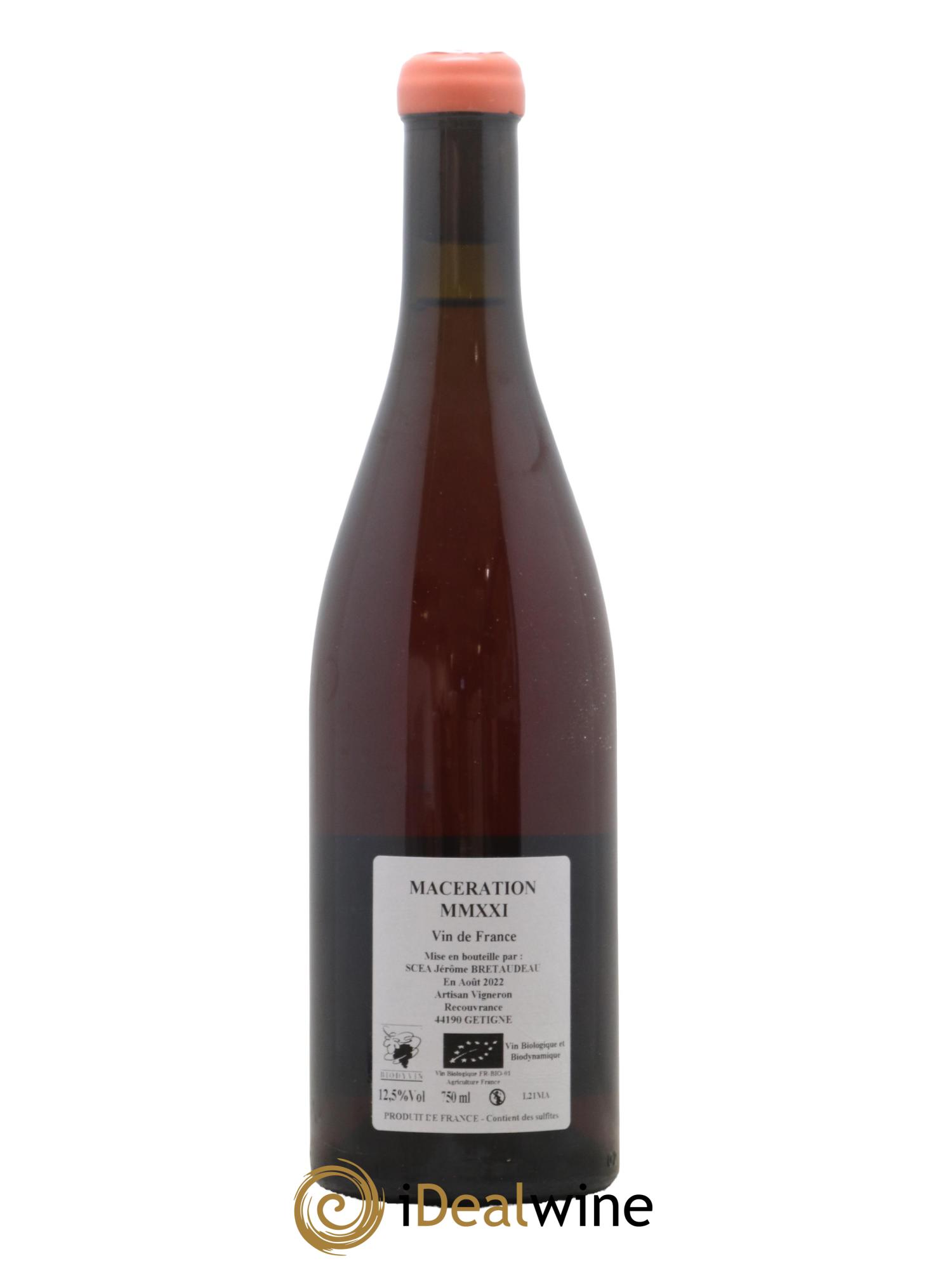 Vin de France Macération Jérôme Bretaudeau - Domaine de Bellevue 2021 - Lot de 1 bouteille - 1