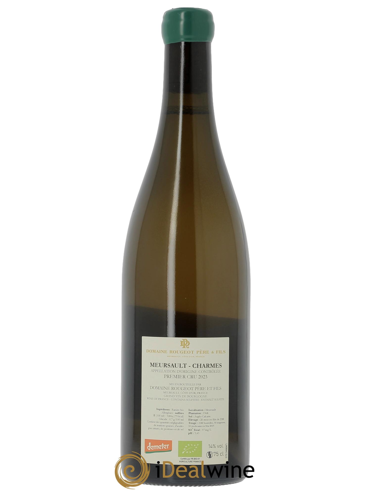 Meursault 1er Cru Les Charmes - Sans sulfite ajouté Rougeot Père et Fils  2023 - Lotto di 1 bottiglia - 1