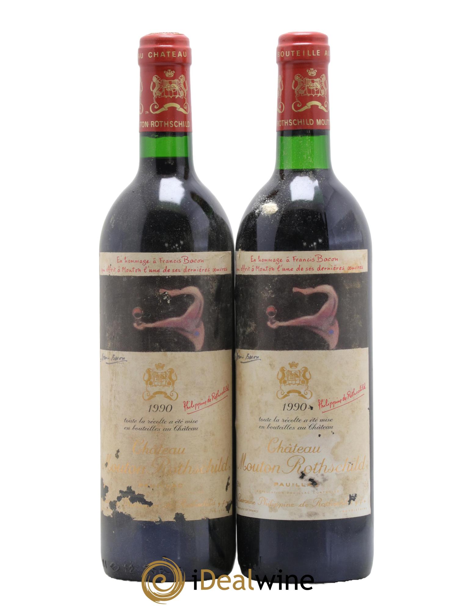 Château Mouton Rothschild 1er Grand Cru Classé 1990 - Lot de 2 bouteilles - 0