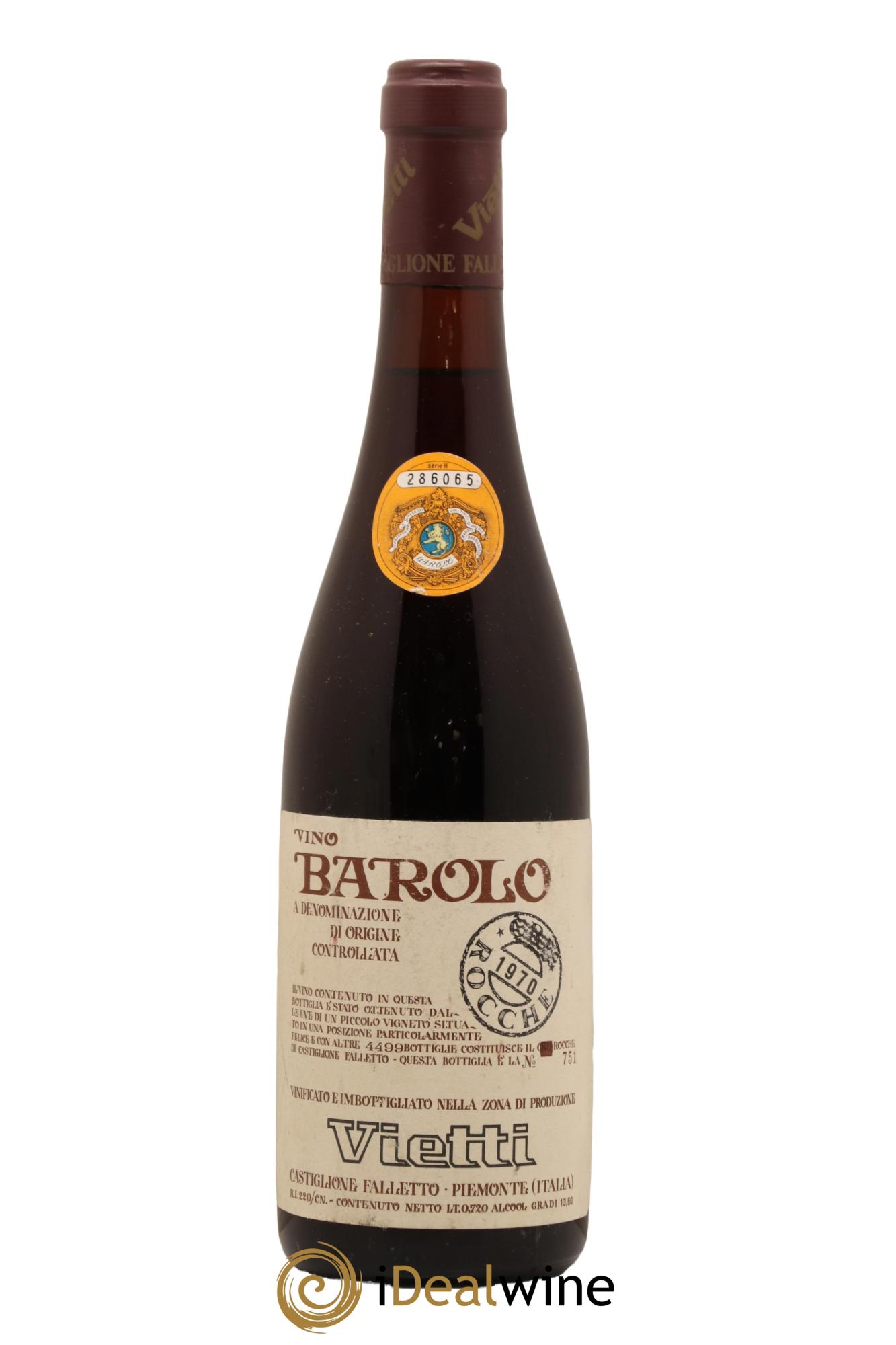 Barolo DOCG Le Rocche Vietti 1970 - Lot de 1 bouteille - 0