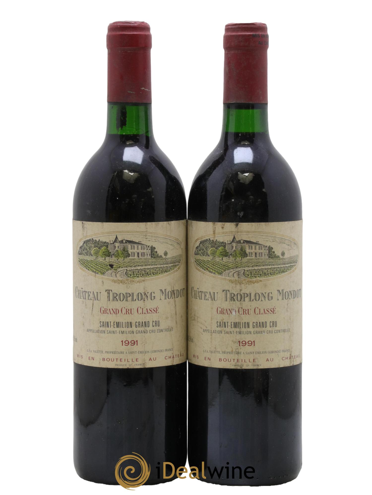 Château Troplong Mondot 1er Grand Cru Classé B 1991 - Lot of 2 bottles - 0