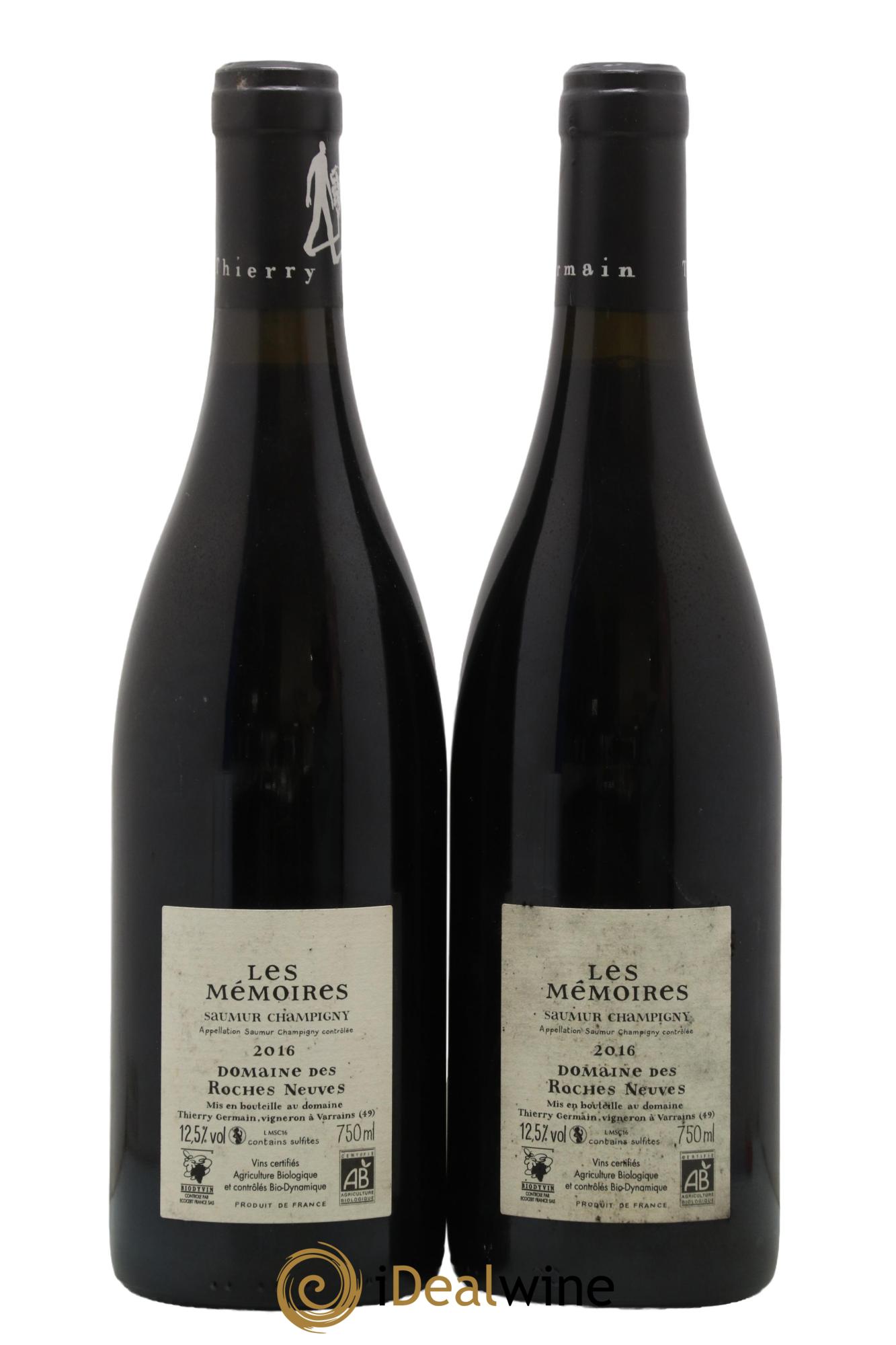 Saumur-Champigny Les Mémoires Domaine des Roches Neuves - Thierry Germain 2016 - Lot de 2 bouteilles - 1