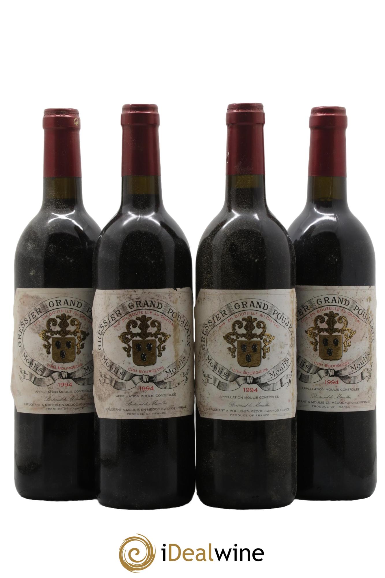 Château Gressier Grand Poujeaux Cru Bourgeois  1994 - Lotto di 4 bottiglie - 0