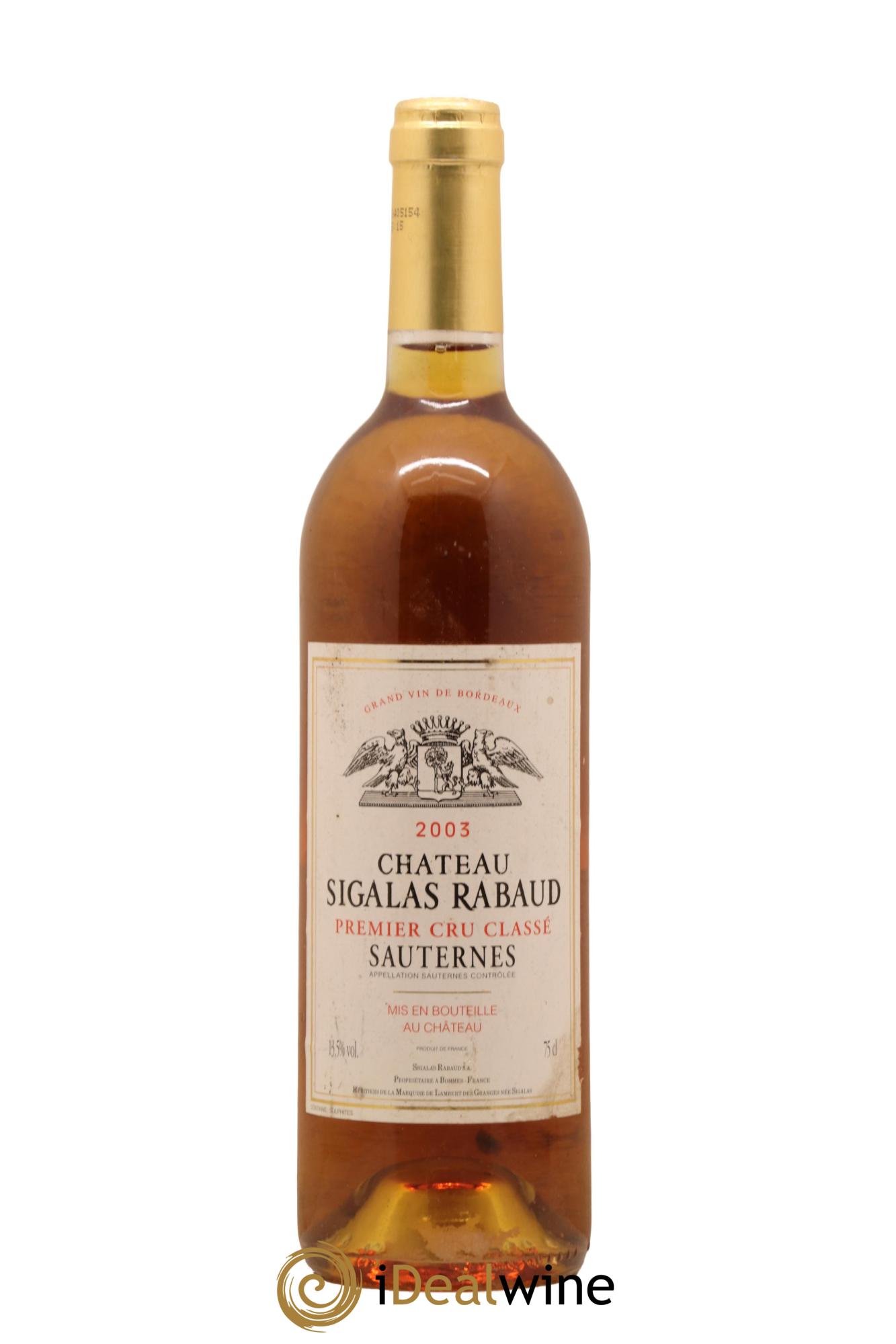 Château Sigalas Rabaud 1er Grand Cru Classé 2003 - Posten von 1 Flasche - 0