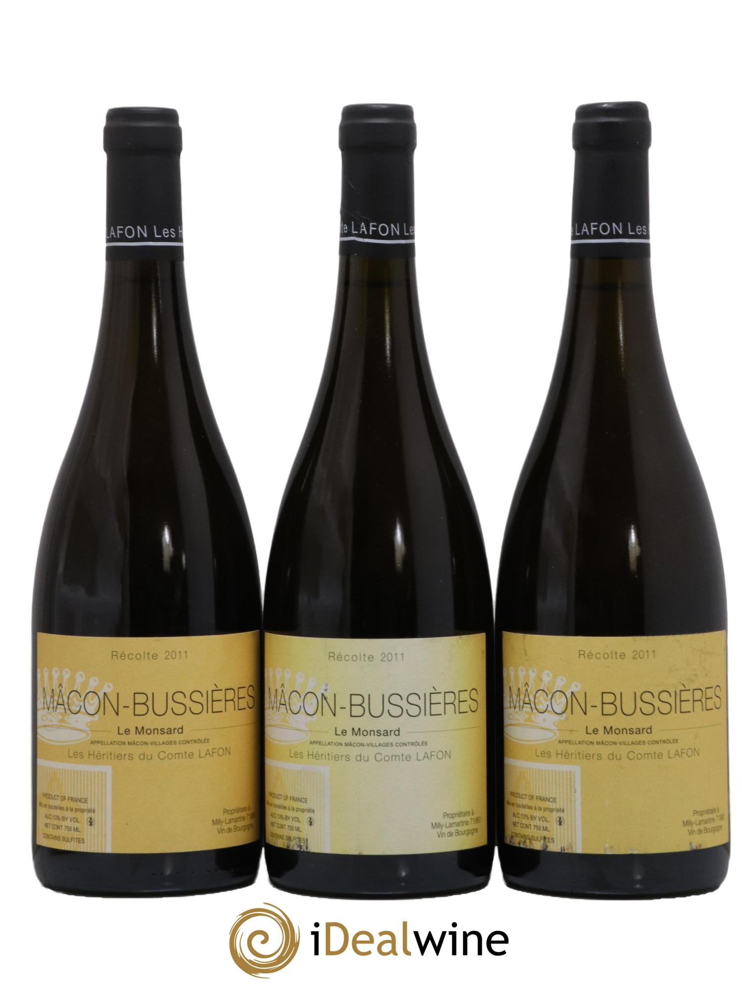 Mâcon Bussières - Le Monsard Héritiers du Comte Lafon (Domaine des) 2011 - Lot de 3 bouteilles - 0