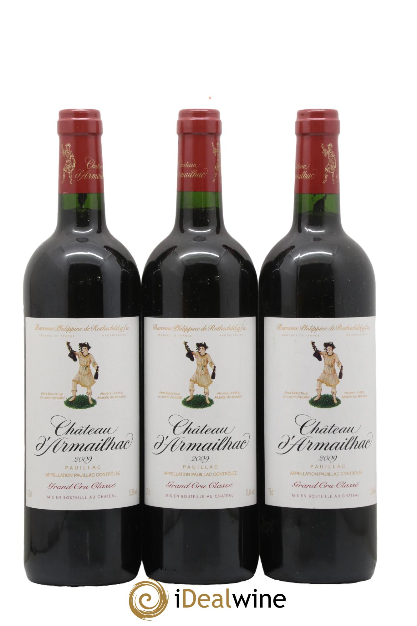 Château d' Armailhac - Mouton Baron(ne) Philippe 5ème Grand Cru Classé 2009 - Lot de 3 bouteilles - 0
