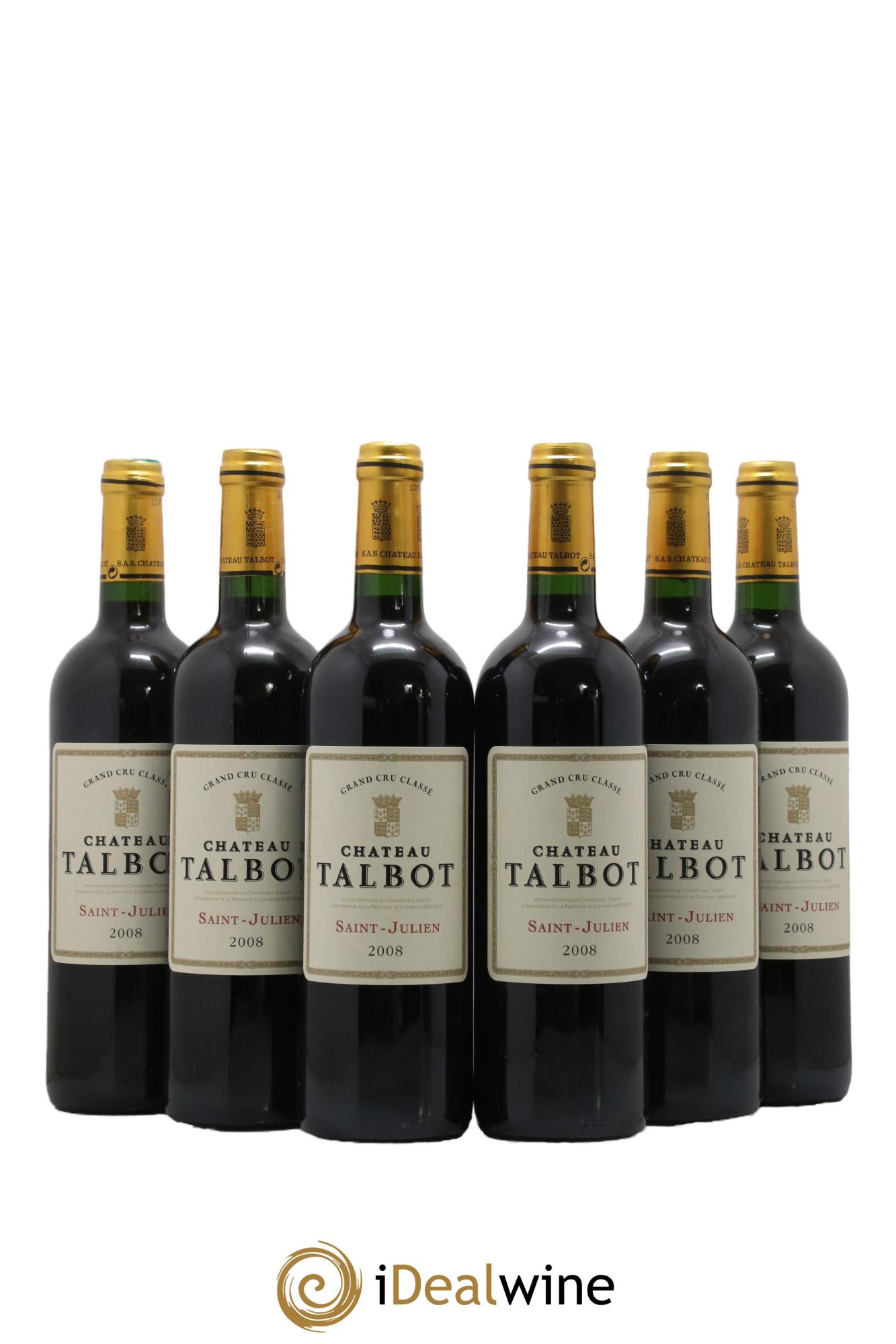 Château Talbot 4ème Grand Cru Classé 2008 - Lot de 6 bouteilles - 0