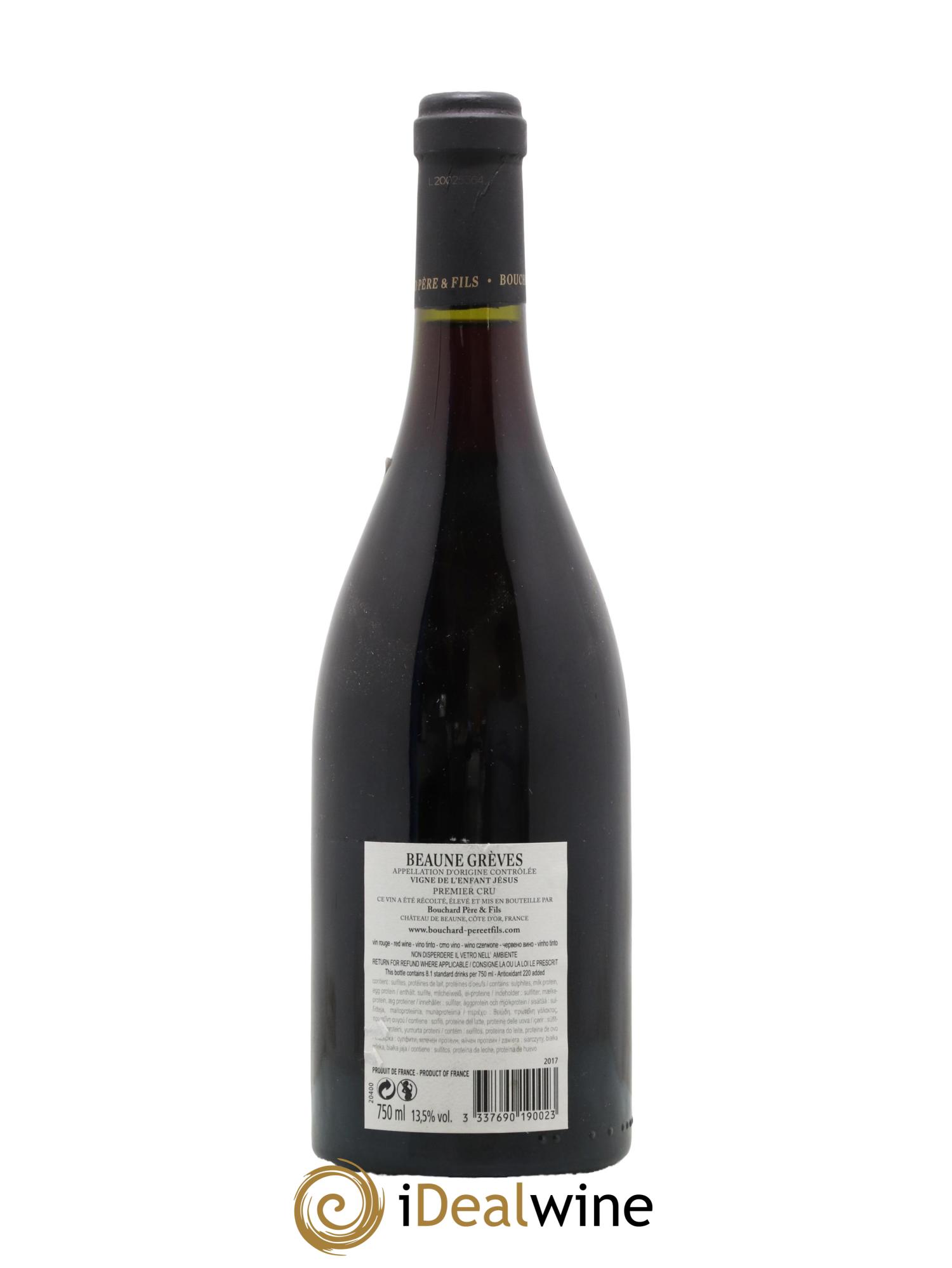 Beaune 1er Cru Grèves - Vigne de l'Enfant Jésus Bouchard Père & Fils 2017 - Lot de 1 bouteille - 1