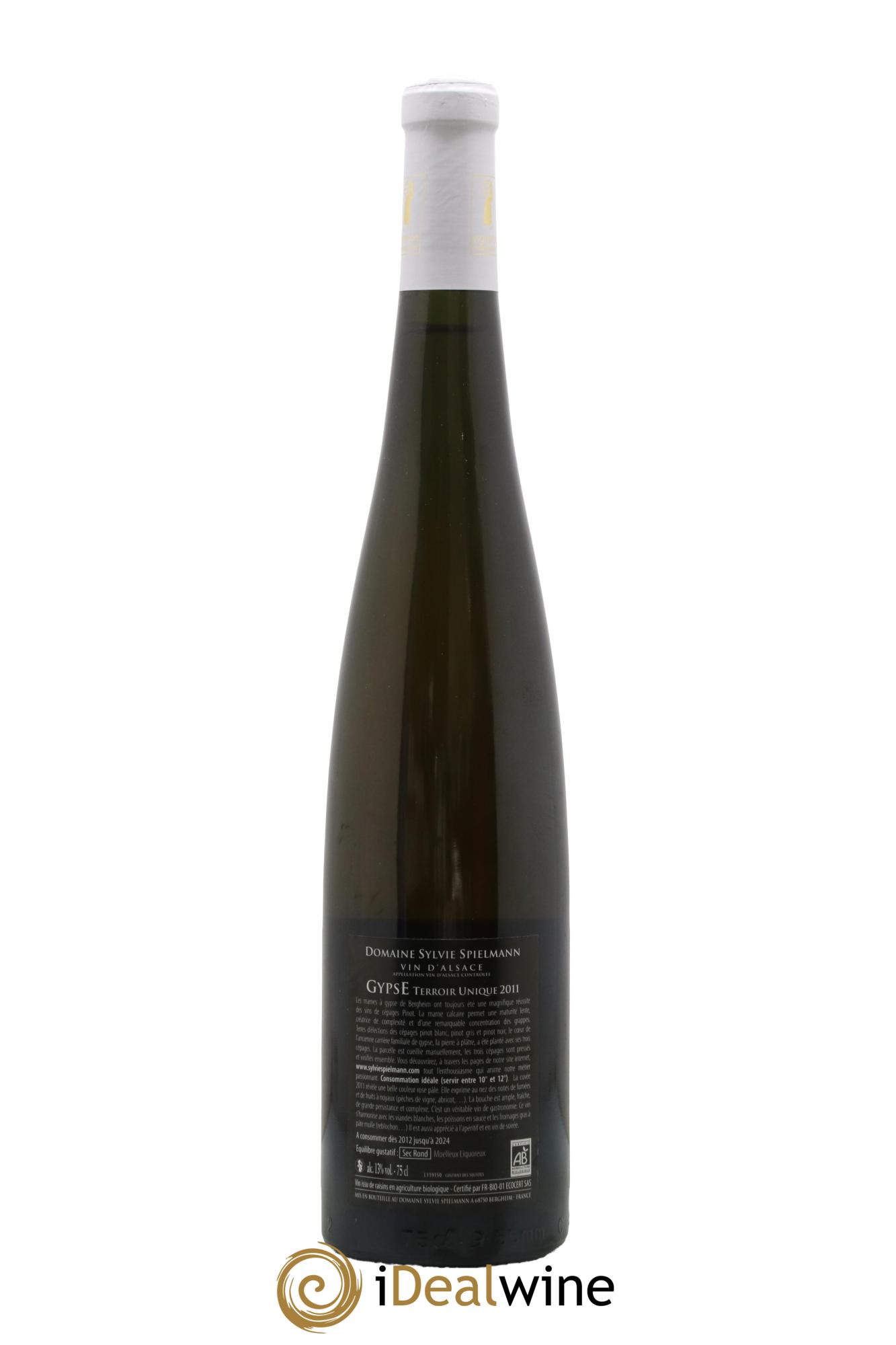 Alsace Gypse Terroir Unique Sylvie Spielmann 2011 - Lot de 1 bouteille - 1