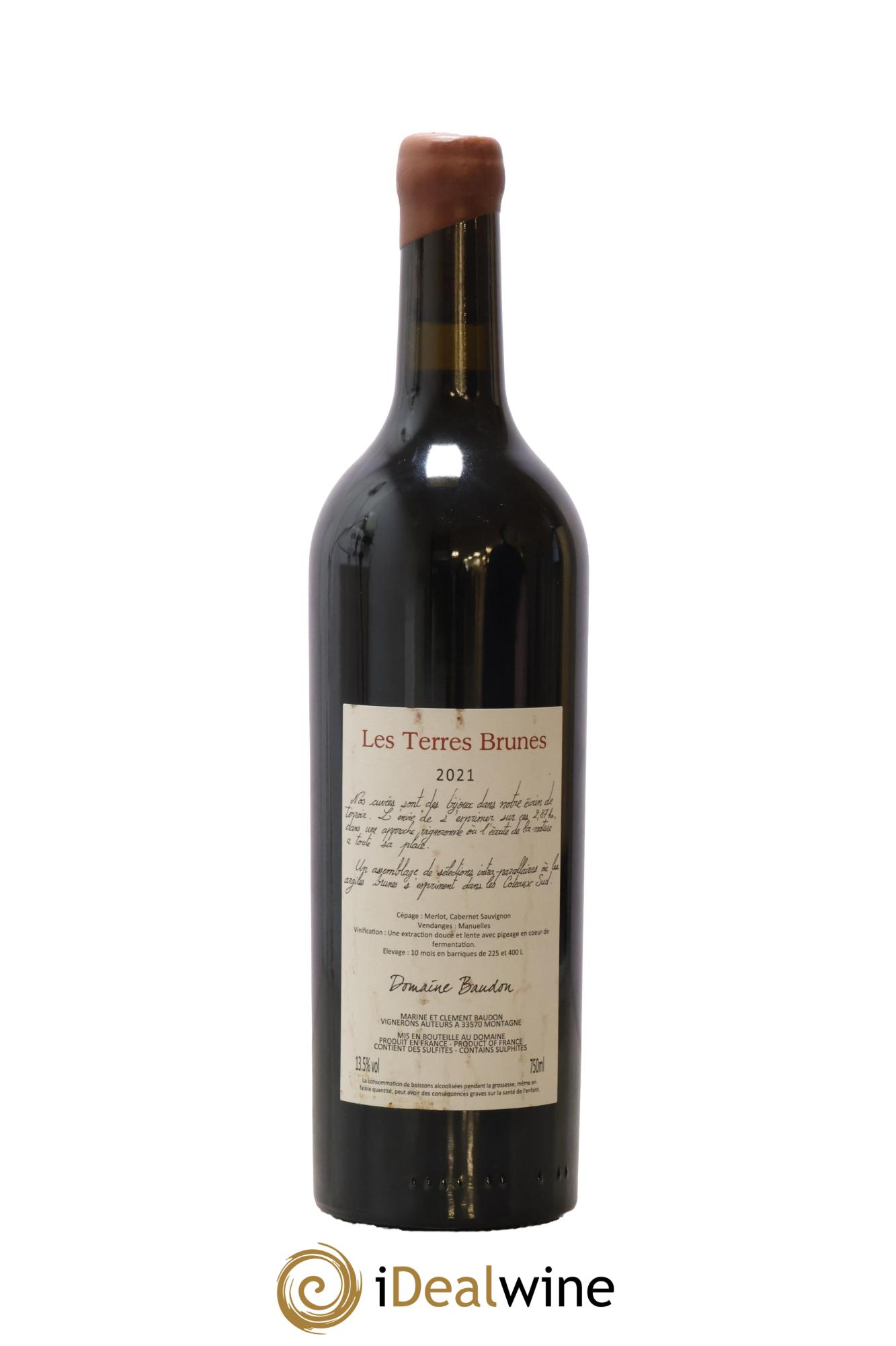Montagne Saint-Émilion Les Terres Brunes Domaine Baudon 2021 - Lot de 1 bouteille - 1