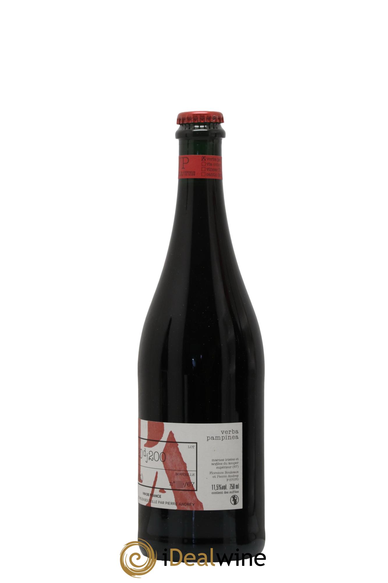 Vin de France Verba Pampinea Pinot Noir Florence Bouleaux et Pierre Andrey DJ200 2020 - Lot de 1 bouteille - 1