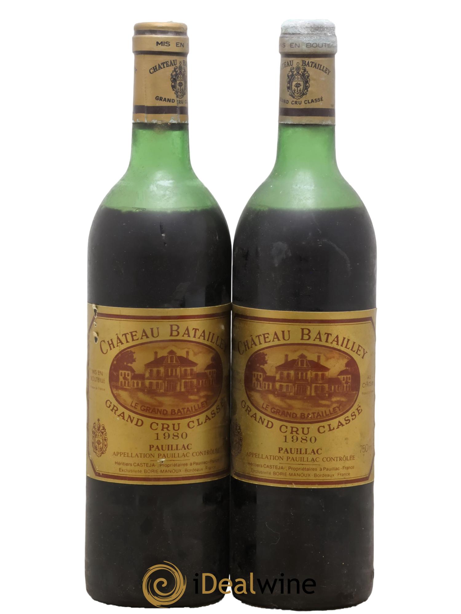 Château Batailley 5ème Grand Cru Classé 1980 - Lot de 2 bouteilles - 0