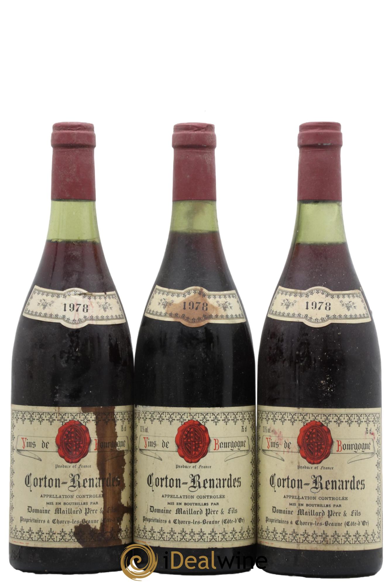 Corton Grand Cru Les Renardes Maillard et Fils (Domaine) 1978 - Lotto di 3 bottiglie - 0