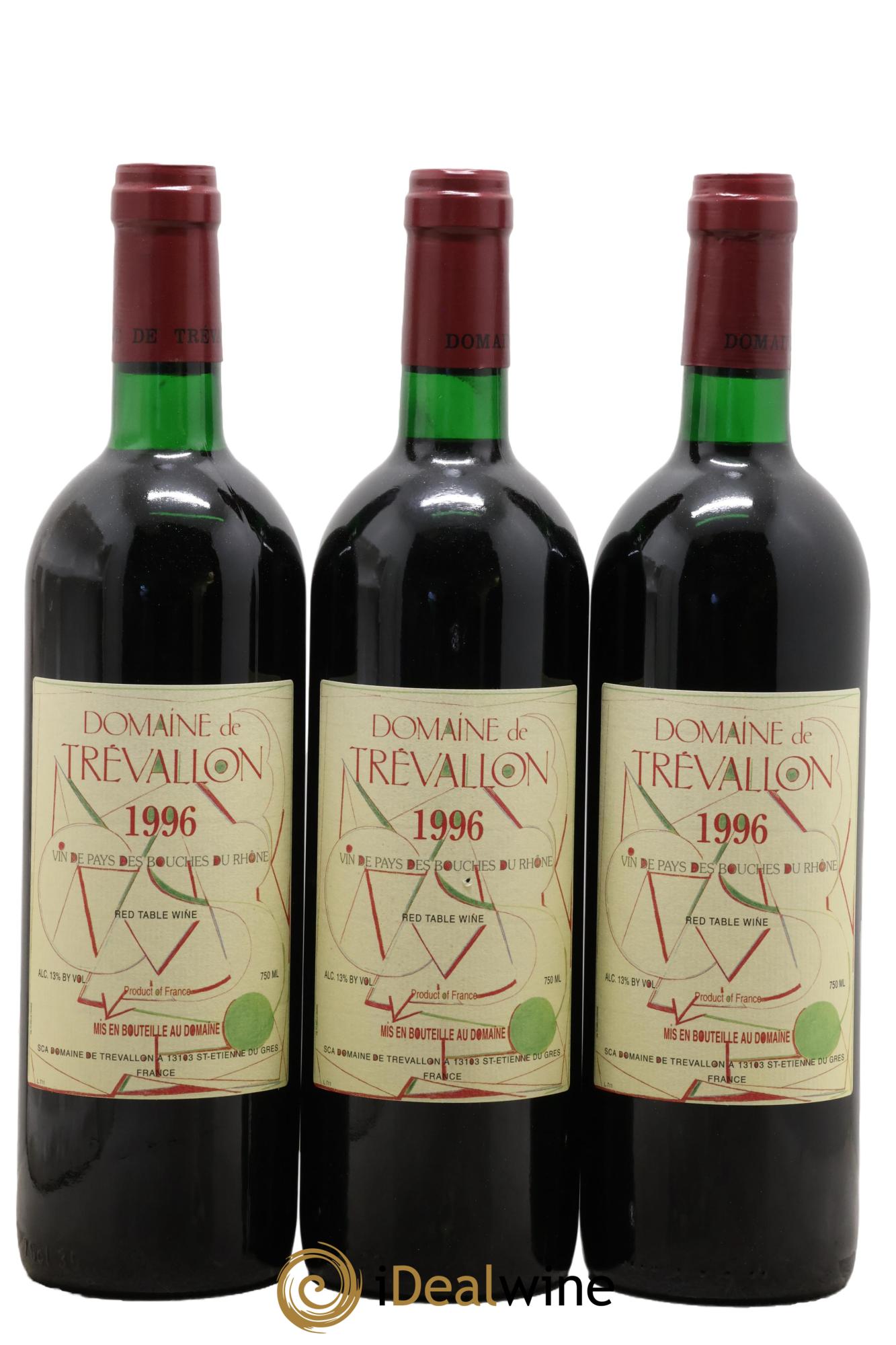 VDP Bouches du Rhône Trévallon (Domaine de) Eloi Dürrbach 1996 - Lot de 3 bouteilles - 0