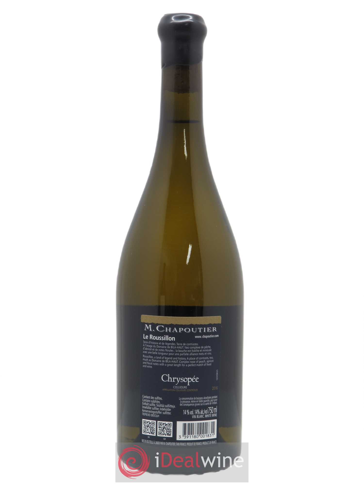 Collioure Bila-Haut (Domaine) Chrysopee Chapoutier 2016 - Lot de 1 bouteille - 1
