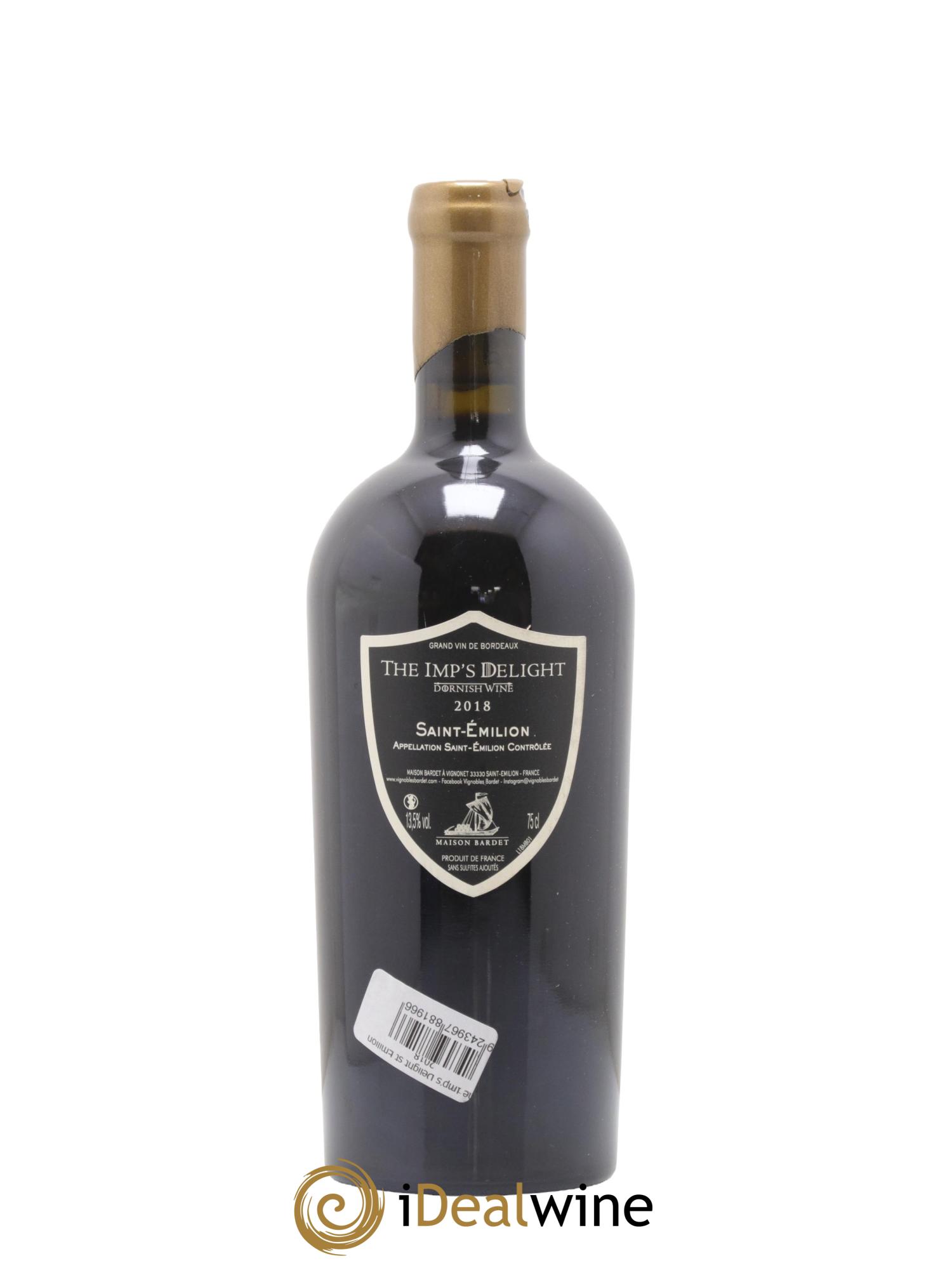 Saint-Émilion Maison Bardet Dornish Wine The Imp S Delight 2018 - Lot de 1 bouteille - 1