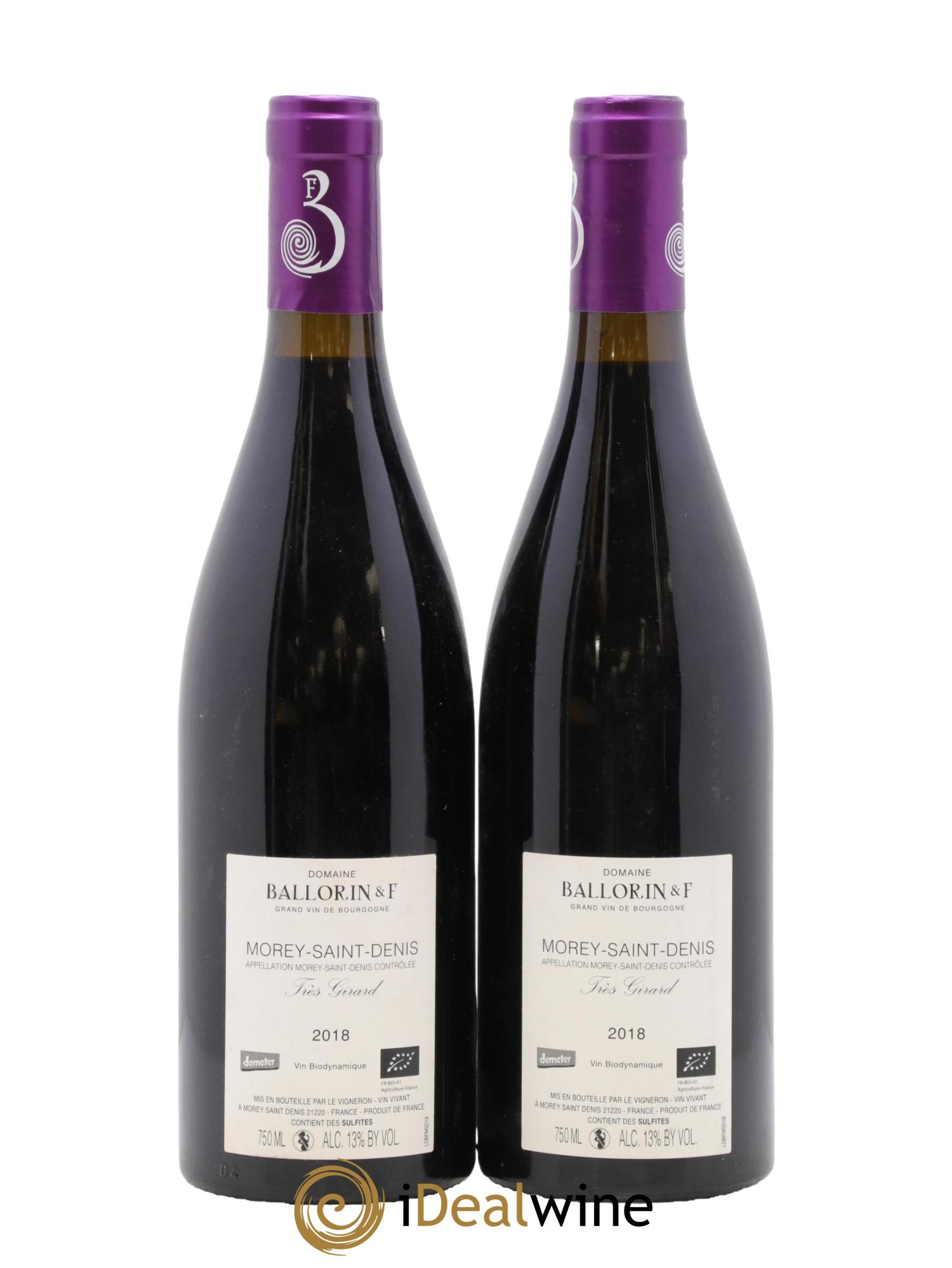 Morey Saint-Denis Très Girard Ballorin & F(Domaine) 2018 - Lot de 2 bouteilles - 1
