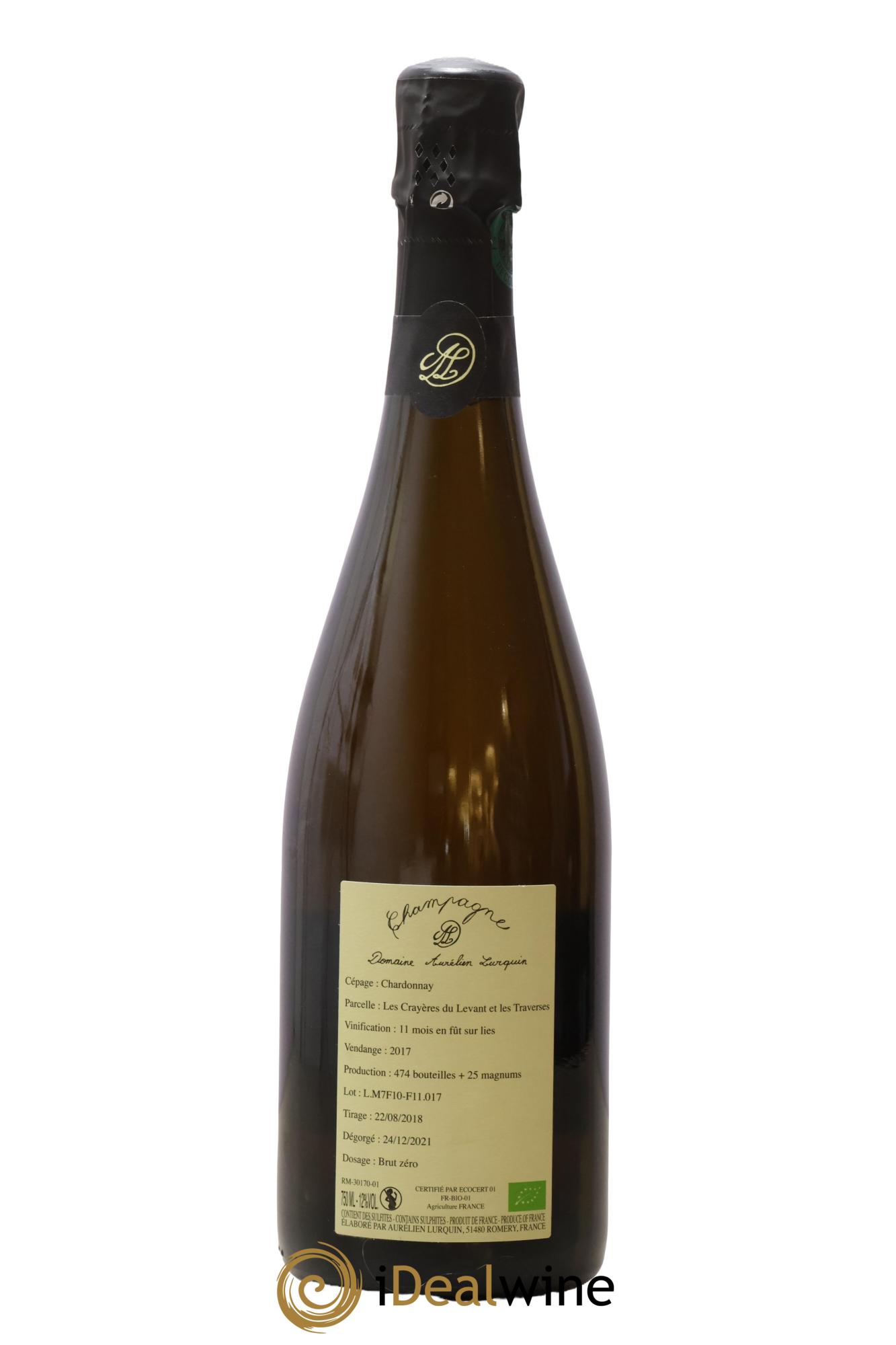 Chardonnay Les Crayères du Levant et Les Traverses Aurélien Lurquin 2017 - Lot de 1 bouteille - 1