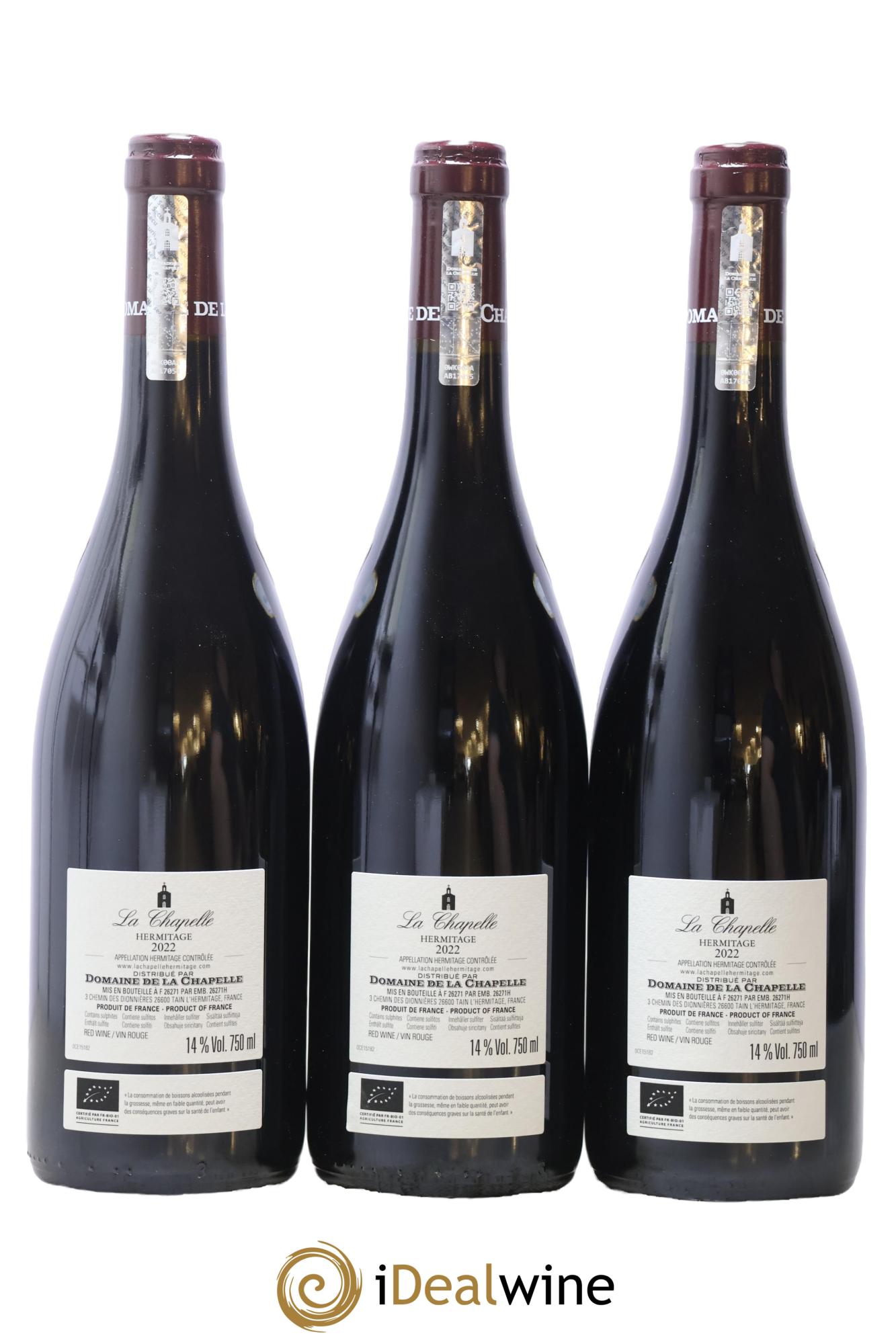Hermitage La Chapelle Paul Jaboulet Ainé 2022 - Lot of 3 bottles - 1