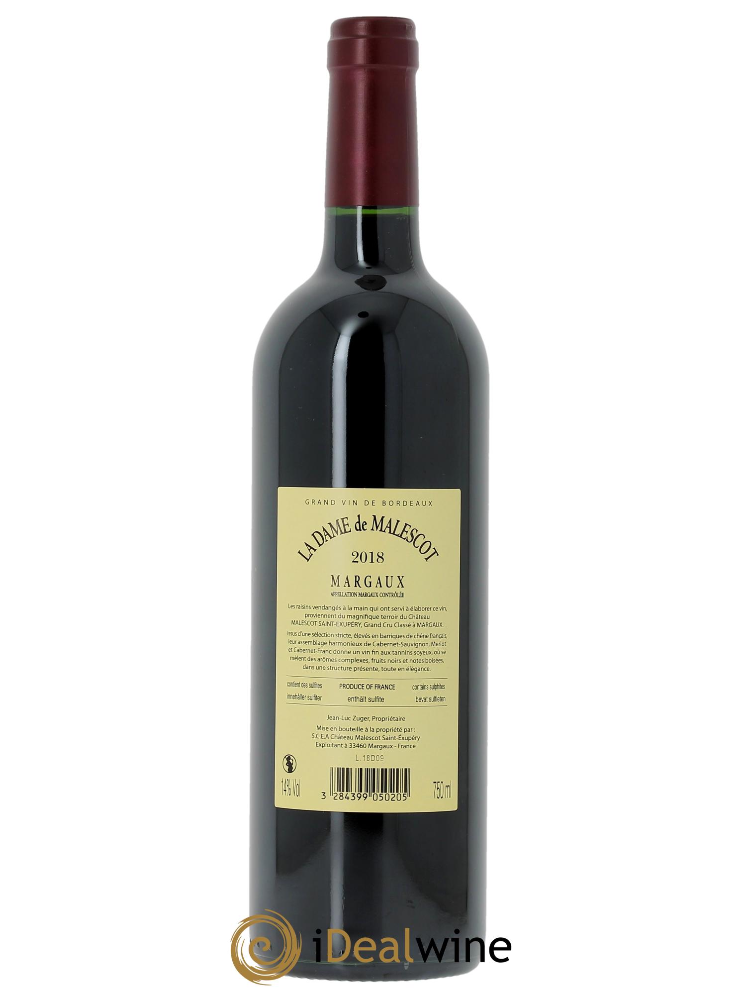 La Dame de Malescot 2018 - Lotto di 1 bottiglia - 1