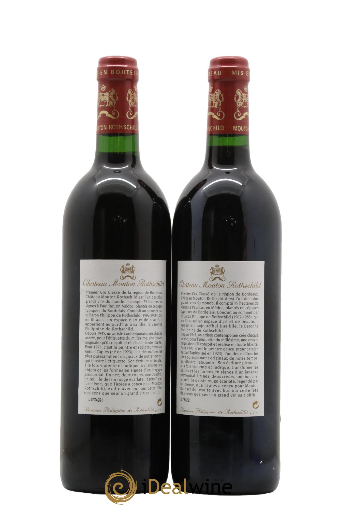 Château Mouton Rothschild 1er Grand Cru Classé 1995 - Lot de 2 bouteilles - 1
