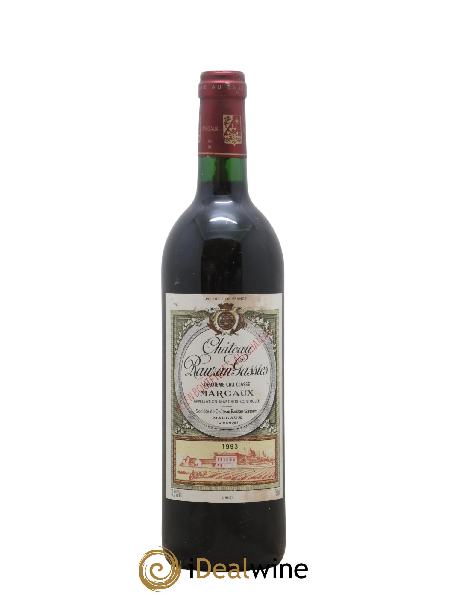 Château Rauzan-Gassies 2ème Grand Cru Classé 1993 - Lot de 1 bouteille - 0