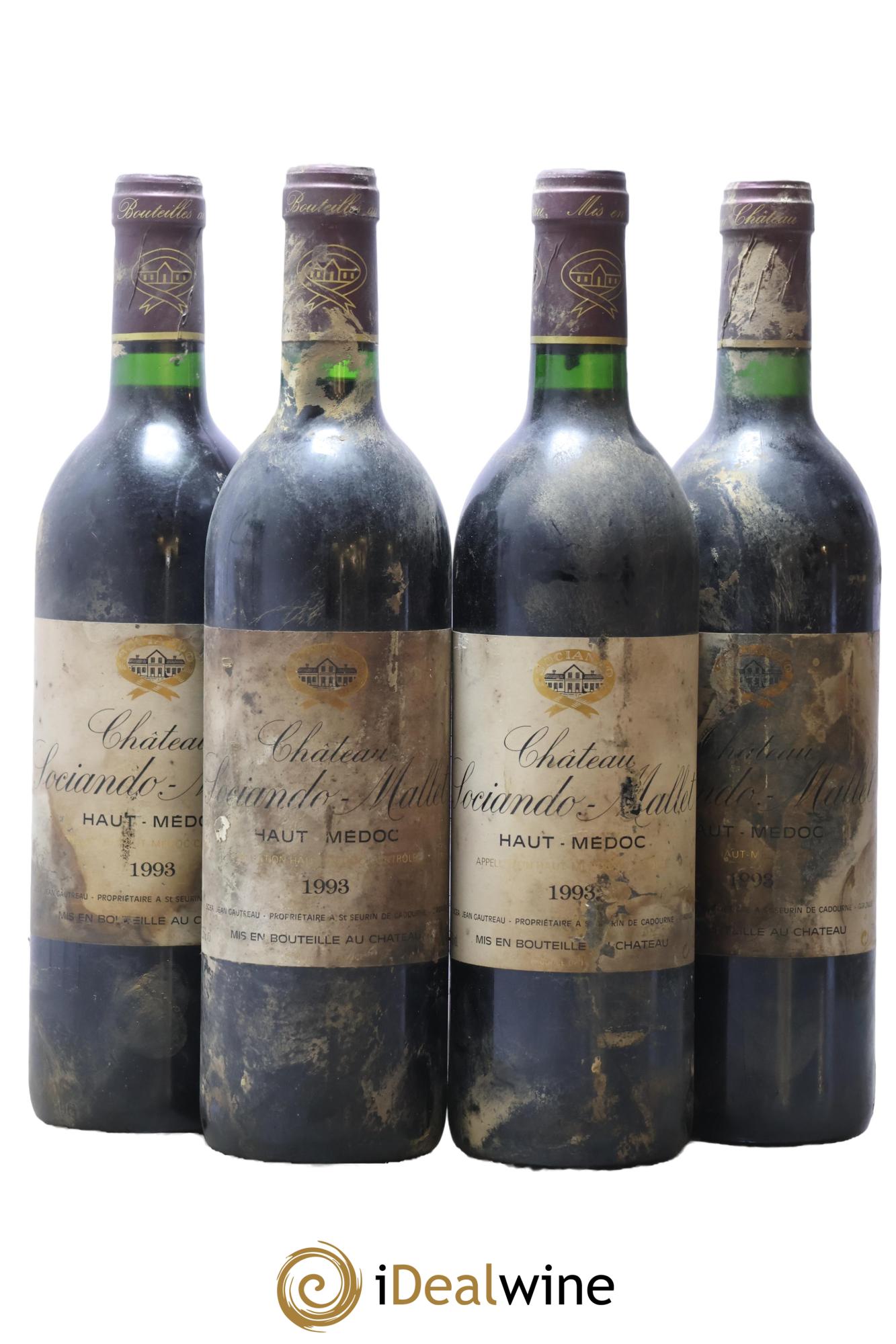 Château Sociando Mallet 1993 - Lotto di 4 bottiglie - 0