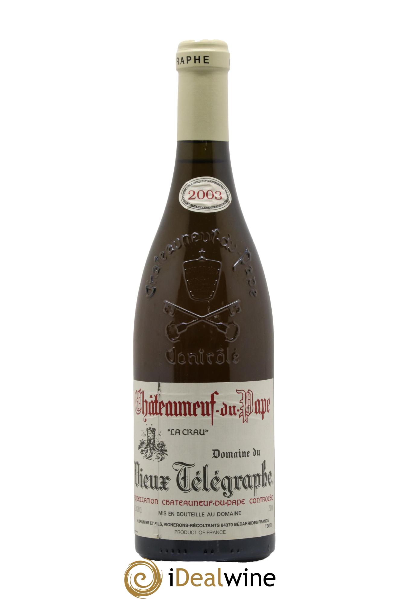 Châteauneuf-du-Pape Vieux Télégraphe (Domaine du) Vignobles Brunier La Crau Blanc Vieux Télégraphe (Domaine du) Vignobles Brunier 2003 - Posten von 1 Flasche - 0