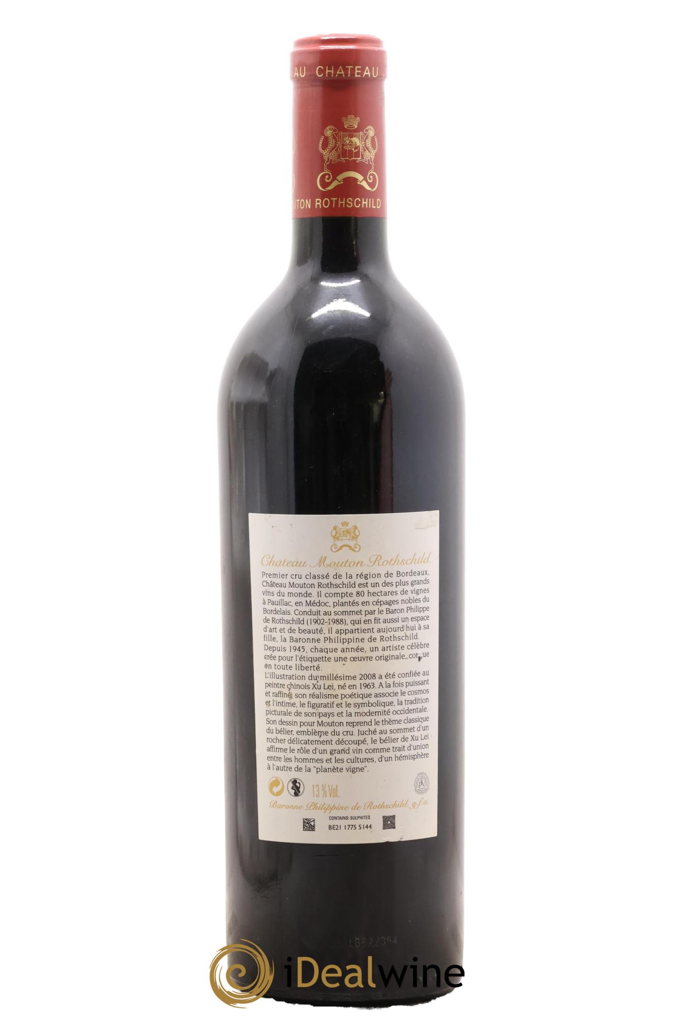 Château Mouton Rothschild 1er Grand Cru Classé 2008 - Lot de 1 bouteille - 1