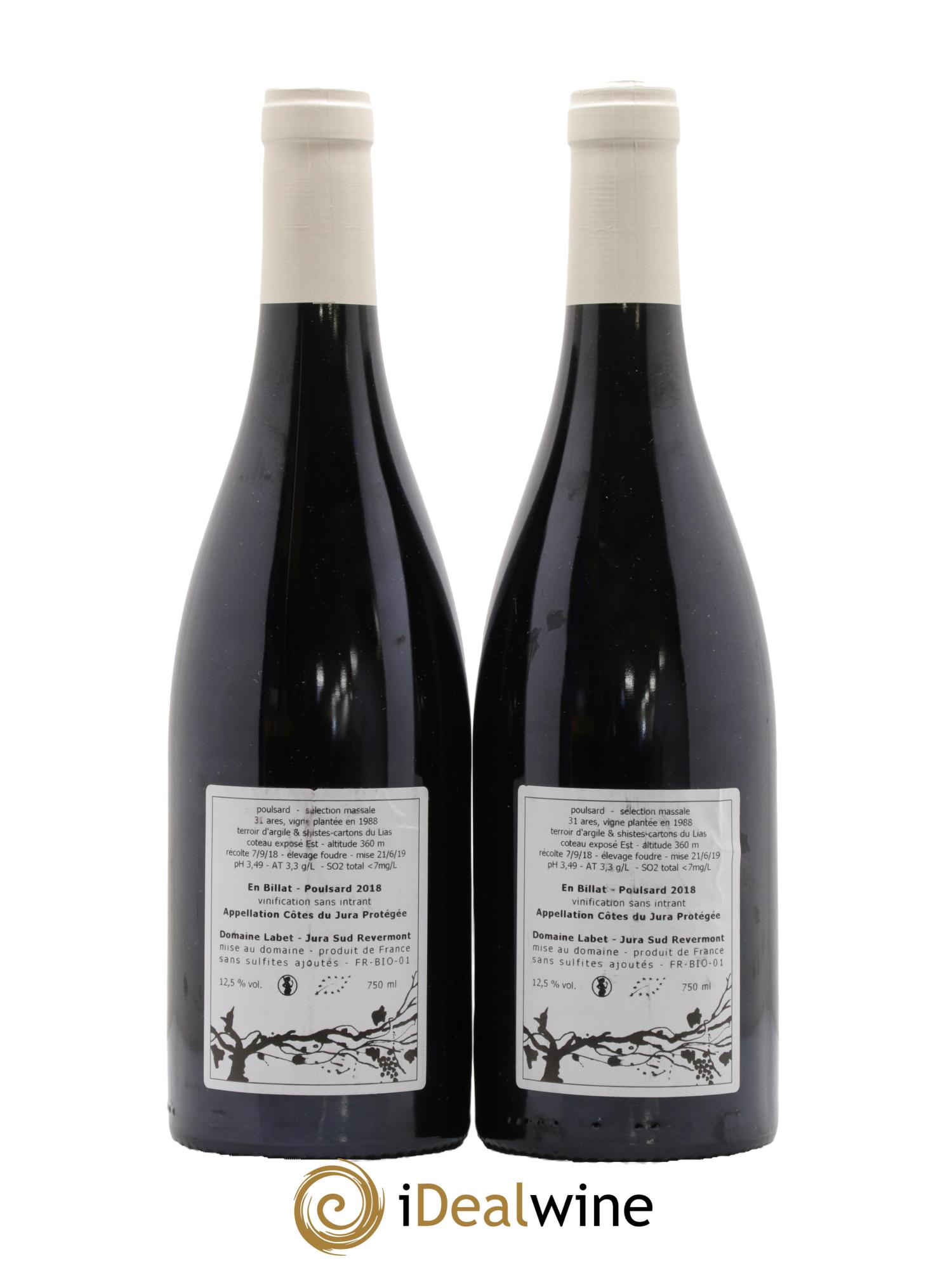 Côtes du Jura Poulsard En Billat Romain - Julien - Charline Labet 2018 - Lot of 2 bottles - 1