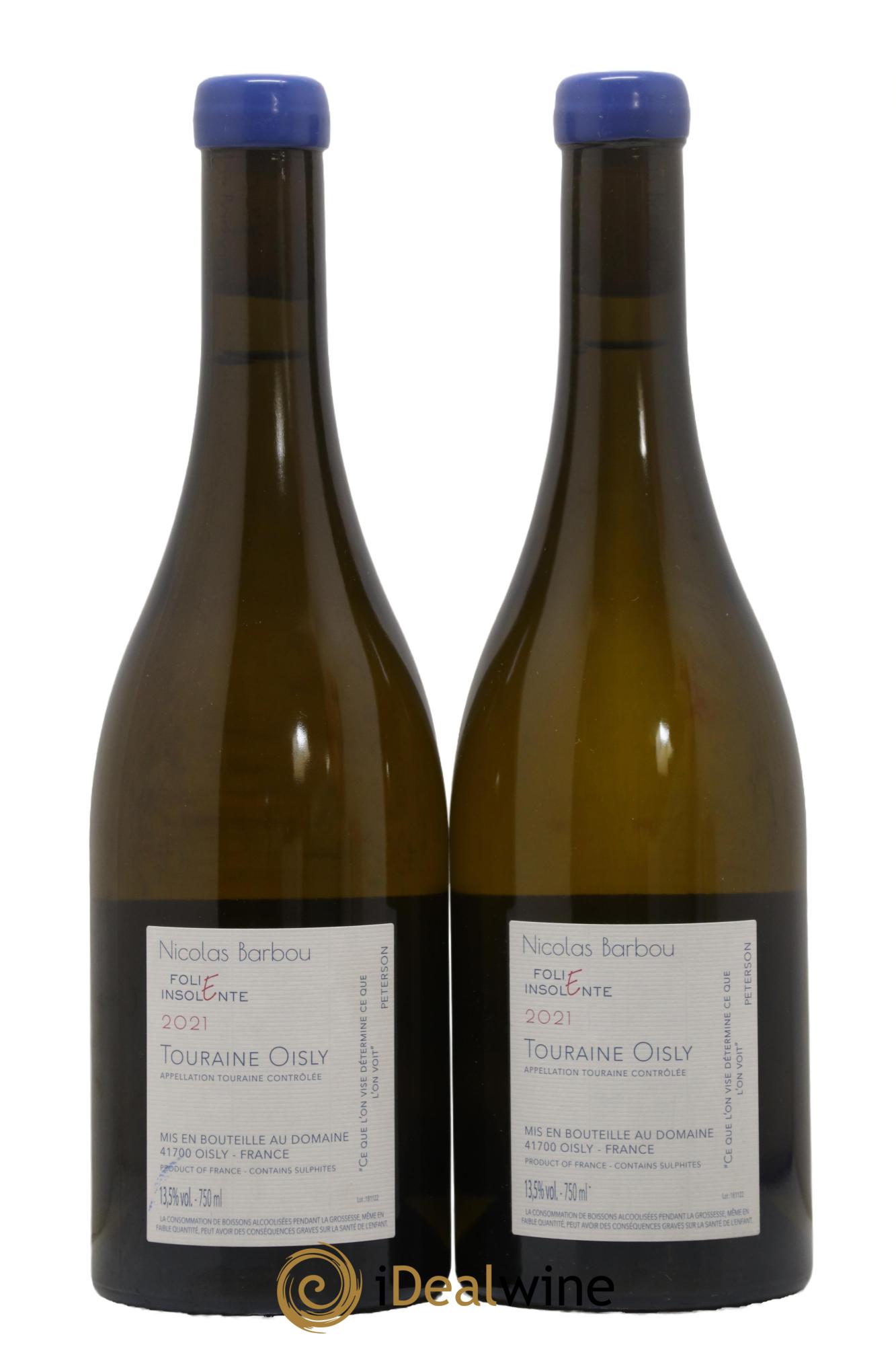 Touraine-Oisly Folie Insolente Nicolas Barbou 2021 - Lot de 2 bouteilles - 1