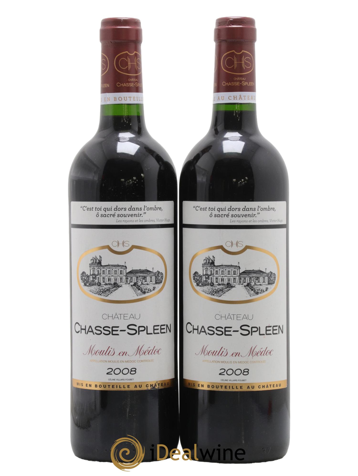 Château Chasse Spleen 2008 - Lotto di 2 bottiglie - 0