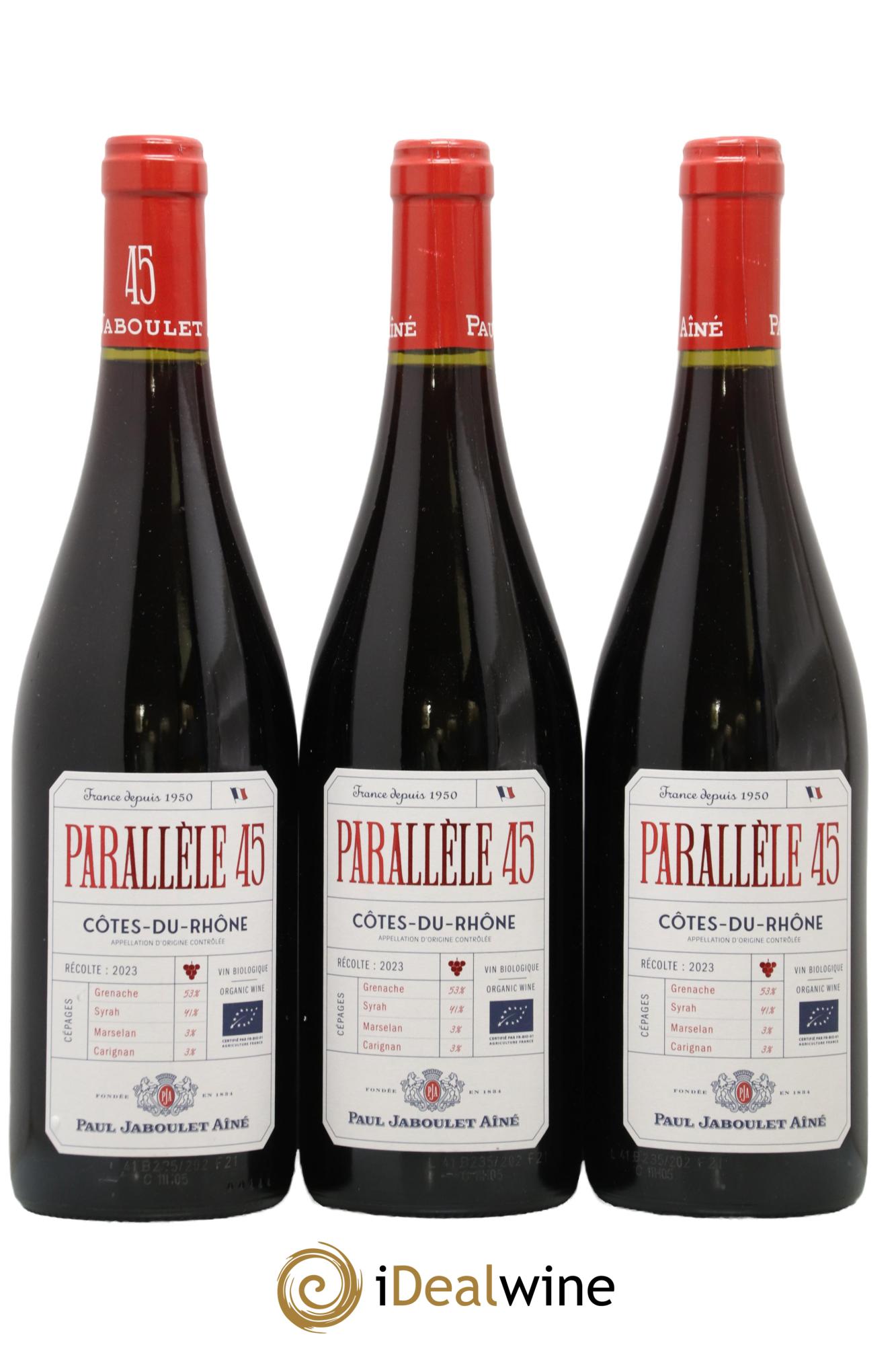 Côtes-du-Rhône Parallèle 45 Paul Jaboulet Ainé 2023 - Lot de 3 bouteilles - 0