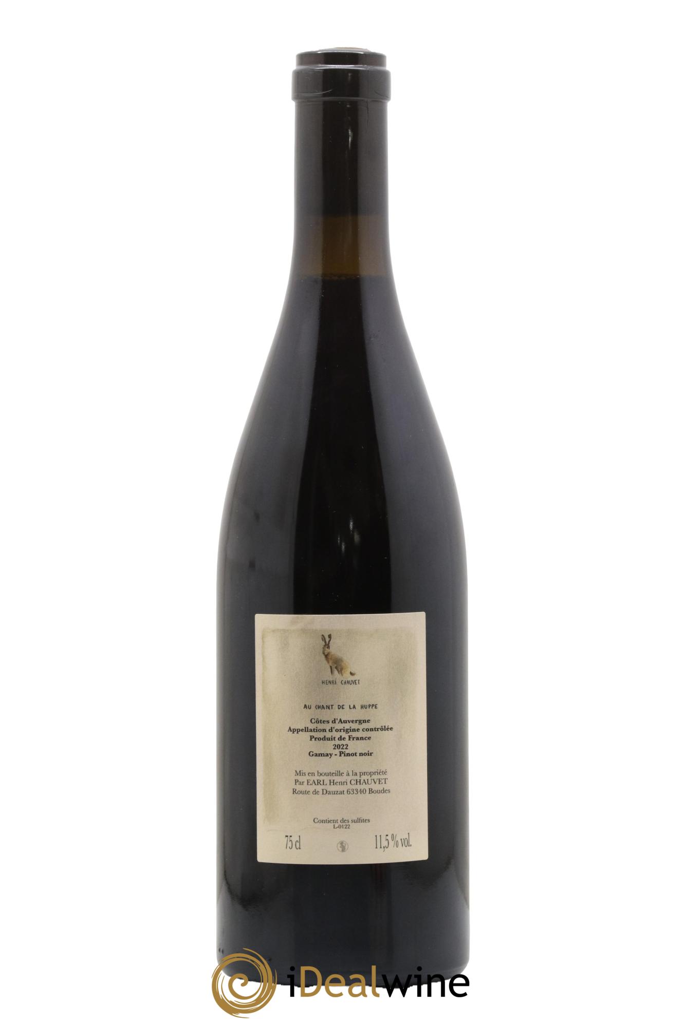 Côtes d'Auvergne Au Chant de la Huppe Henri Chauvet 2022 - Lot de 1 bouteille - 1