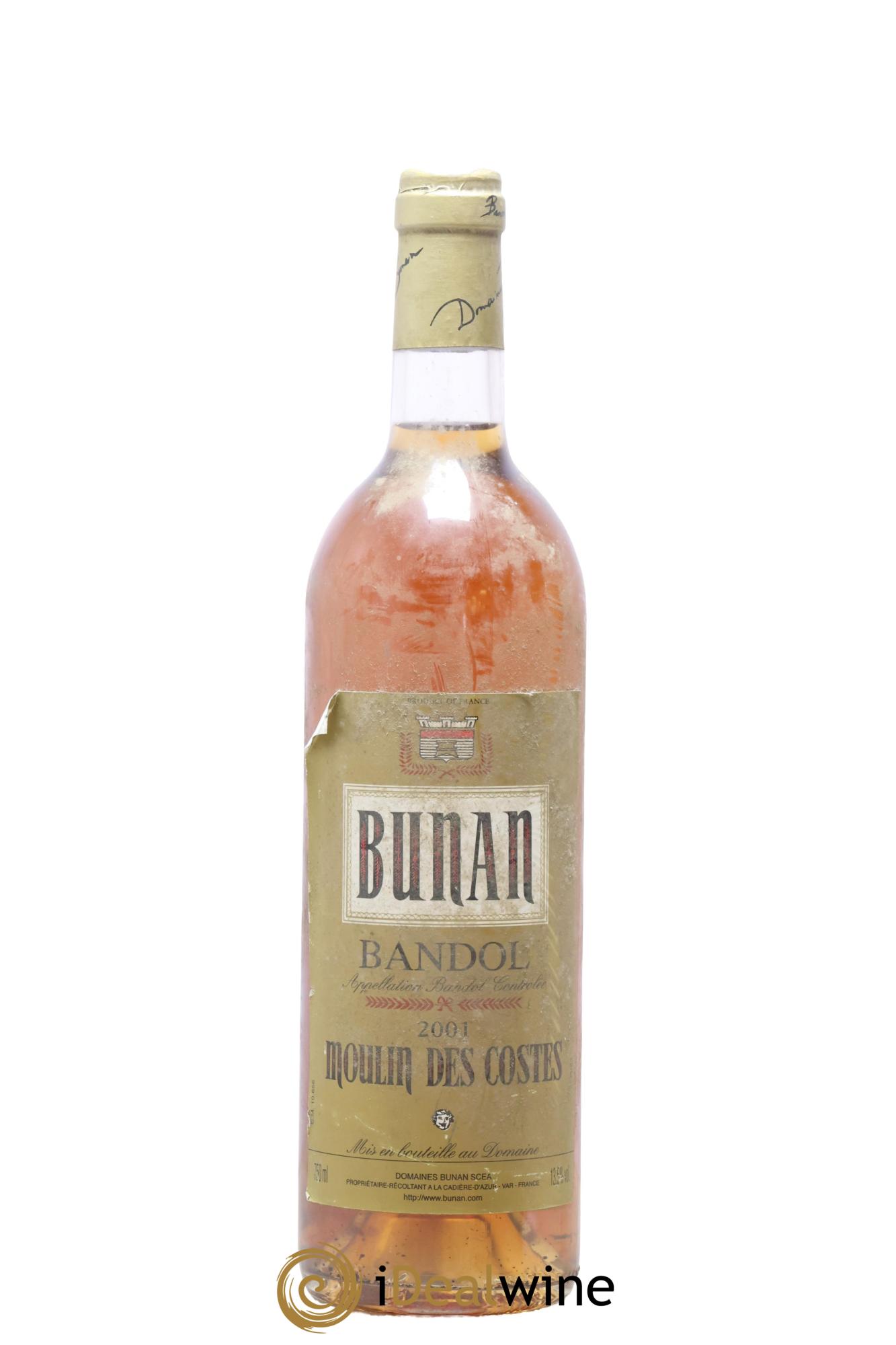 Bandol Bunan Moulin Des Costes 2001 - Lot de 1 bouteille - 0