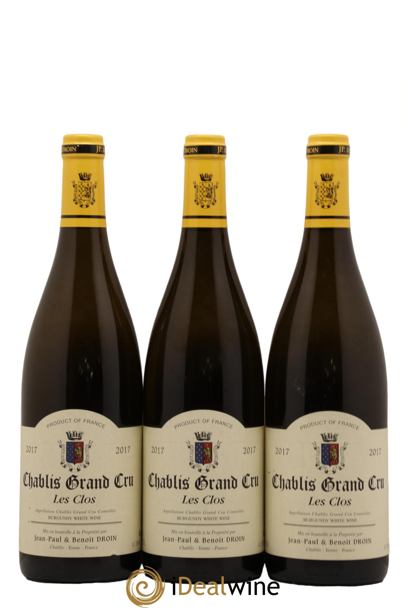 Chablis Grand Cru Les Clos Jean-Paul & Benoît Droin (Domaine) 2017 - Posten von 3 Flaschen - 0
