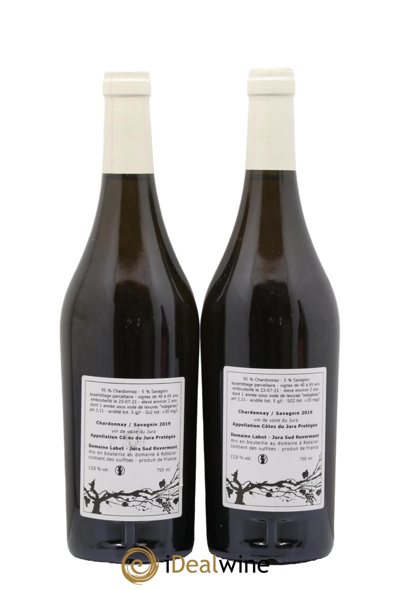 Côtes du Jura Vin de Voile Chardonnay-Savagnin cuvée de garde Romain - Julien  - Charline Labet  2019 - Lot de 2 bouteilles - 1