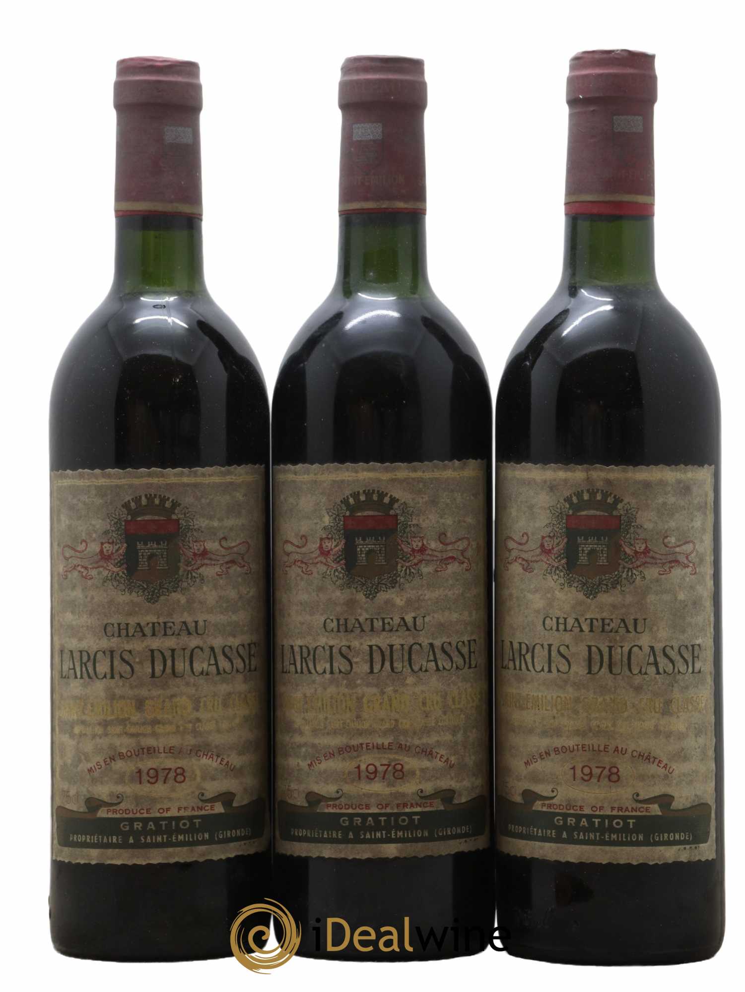 Château Larcis Ducasse 1er Grand Cru Classé B 1978 - Lot de 3 bouteilles - 0