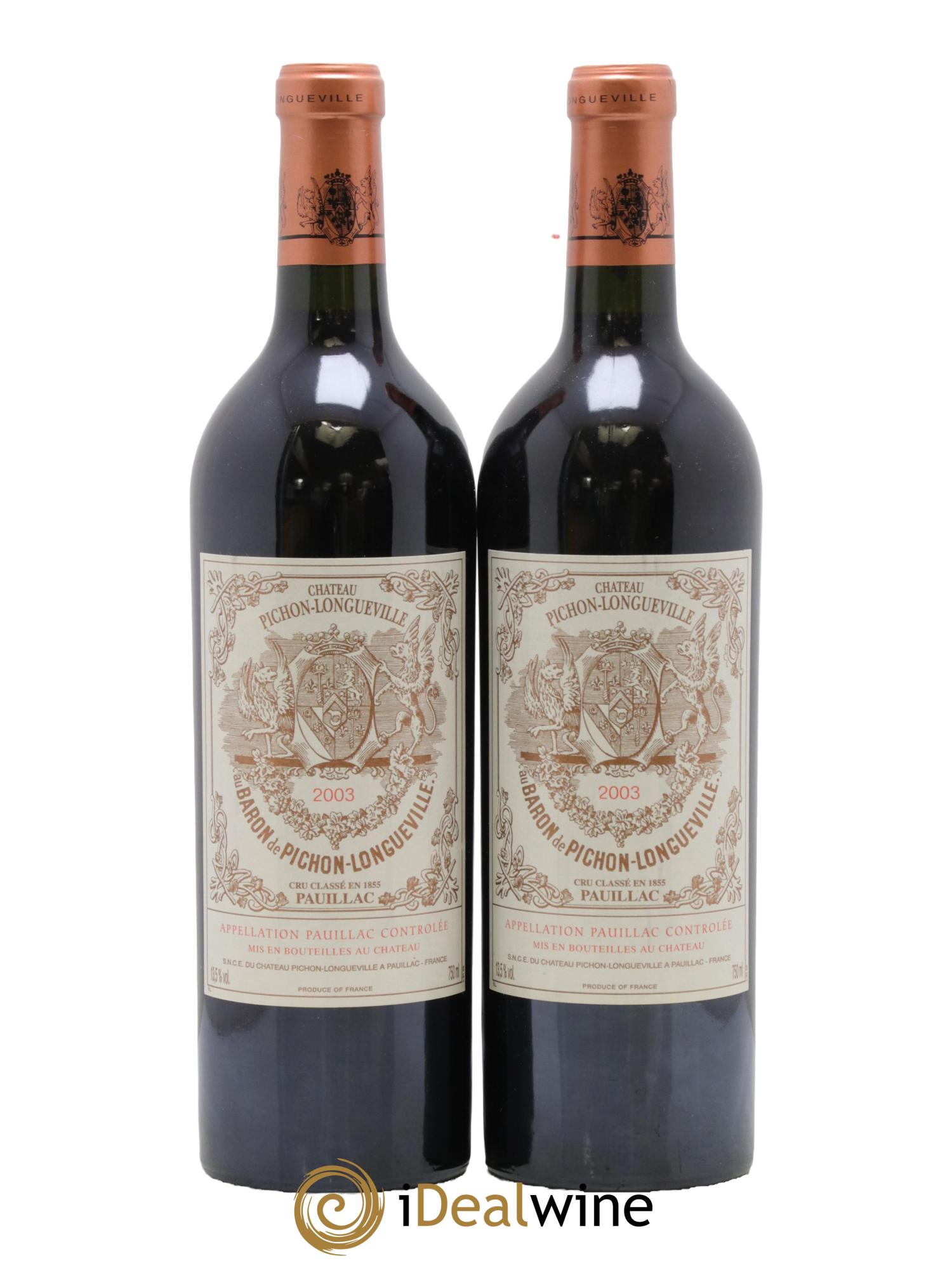Pichon Longueville Baron 2ème Grand Cru Classé 2003 - Lot de 2 bouteilles - 0