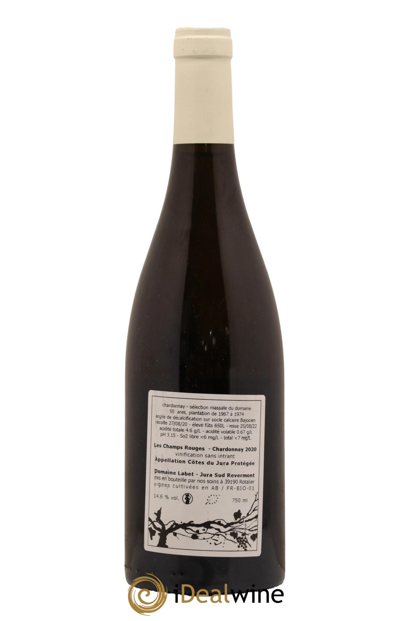 Côtes du Jura Chardonnay Les Champs Rouges Romain - Julien - Charline Labet 2020 - Lot de 1 bouteille - 1