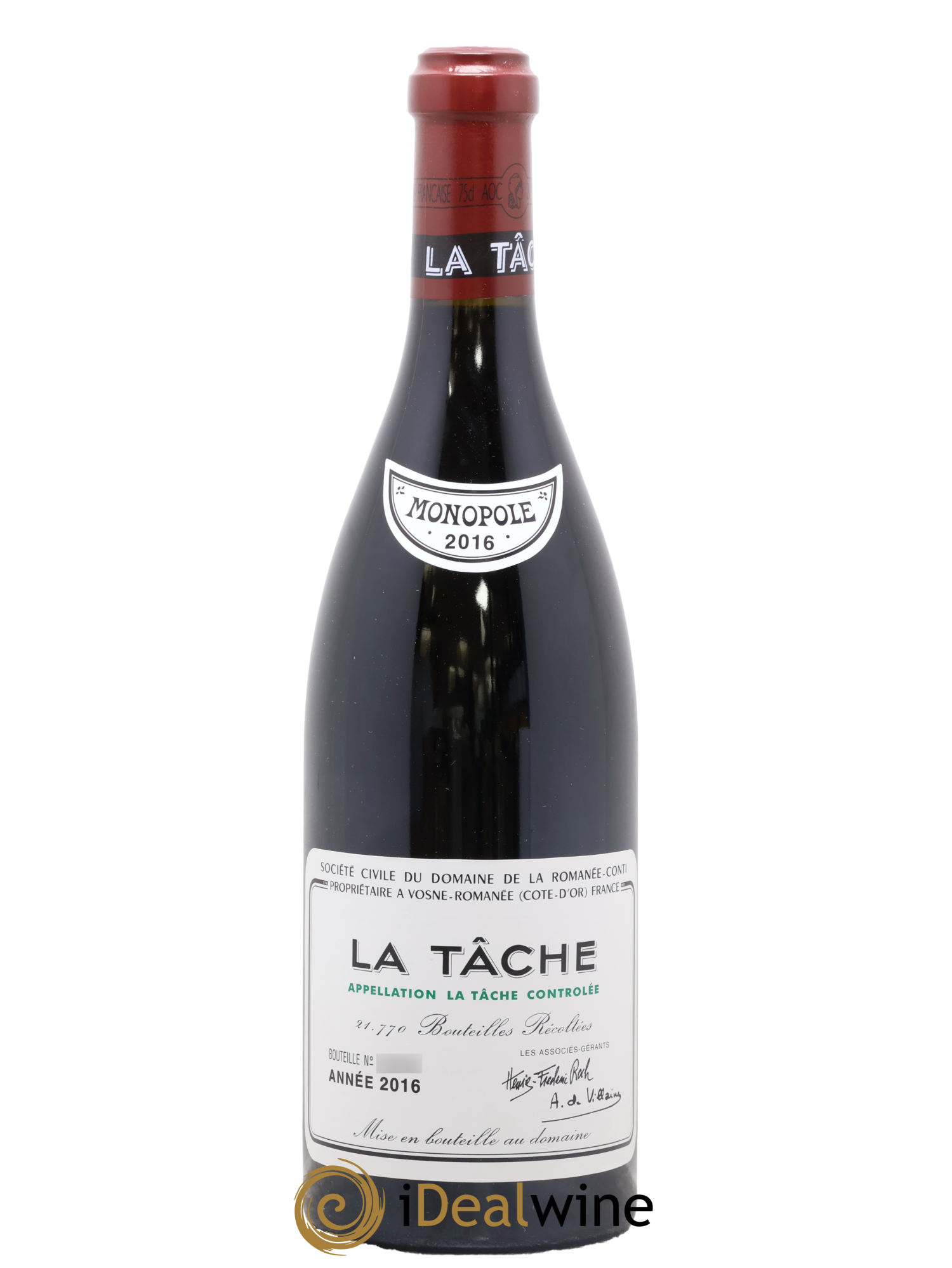 La Tâche Grand Cru Domaine de la Romanée-Conti 2016 - Lote de 1 botella - 0