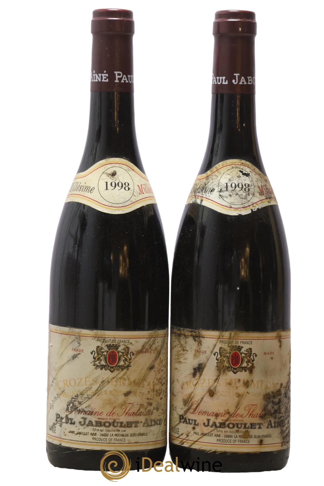 Crozes-Hermitage Domaine de Thalabert Paul Jaboulet Ainé 1998 - Lot de 2 bouteilles - 0